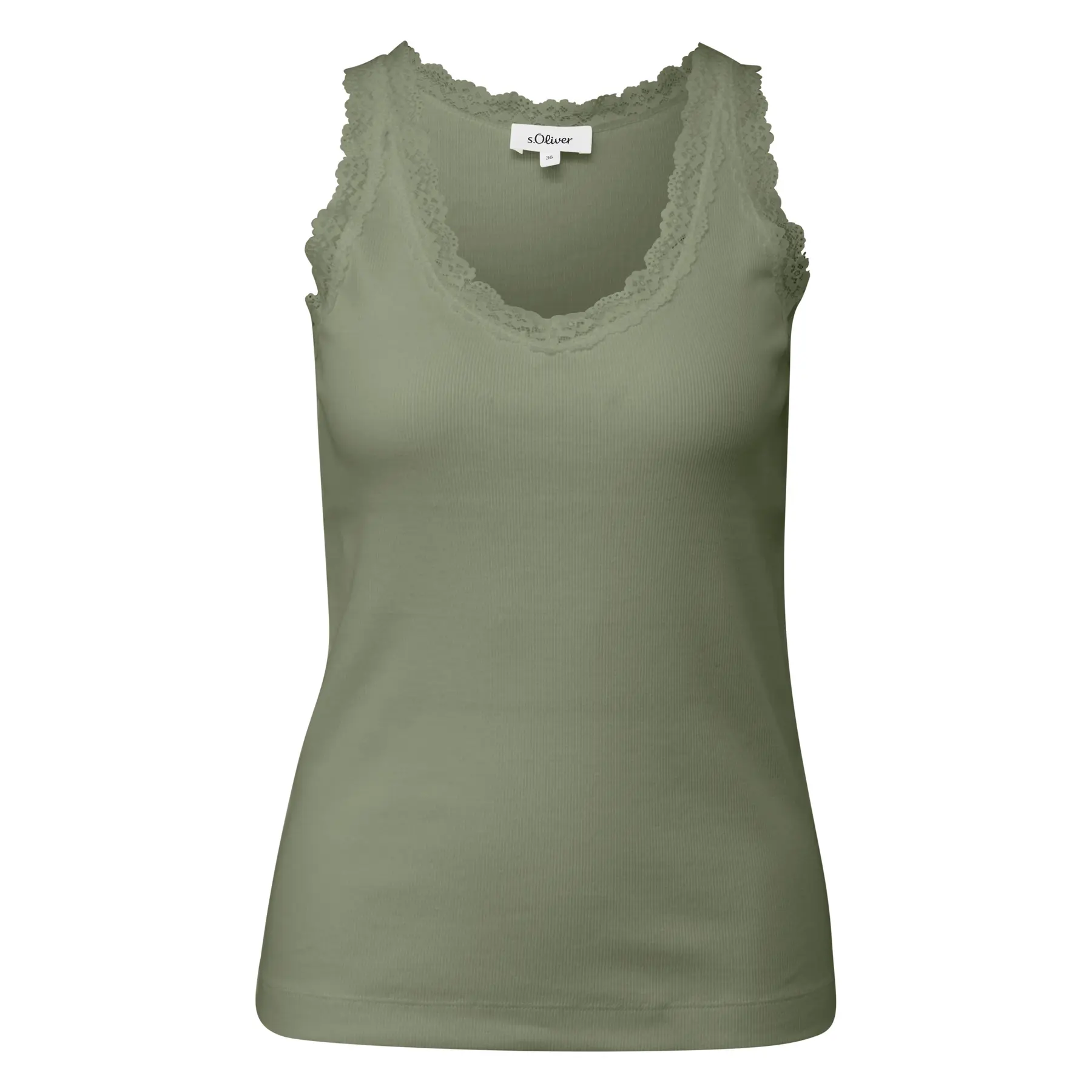 Damen Jersey T-Shirt mit V-Ausschnitt und Spitzendetails s.Oliver