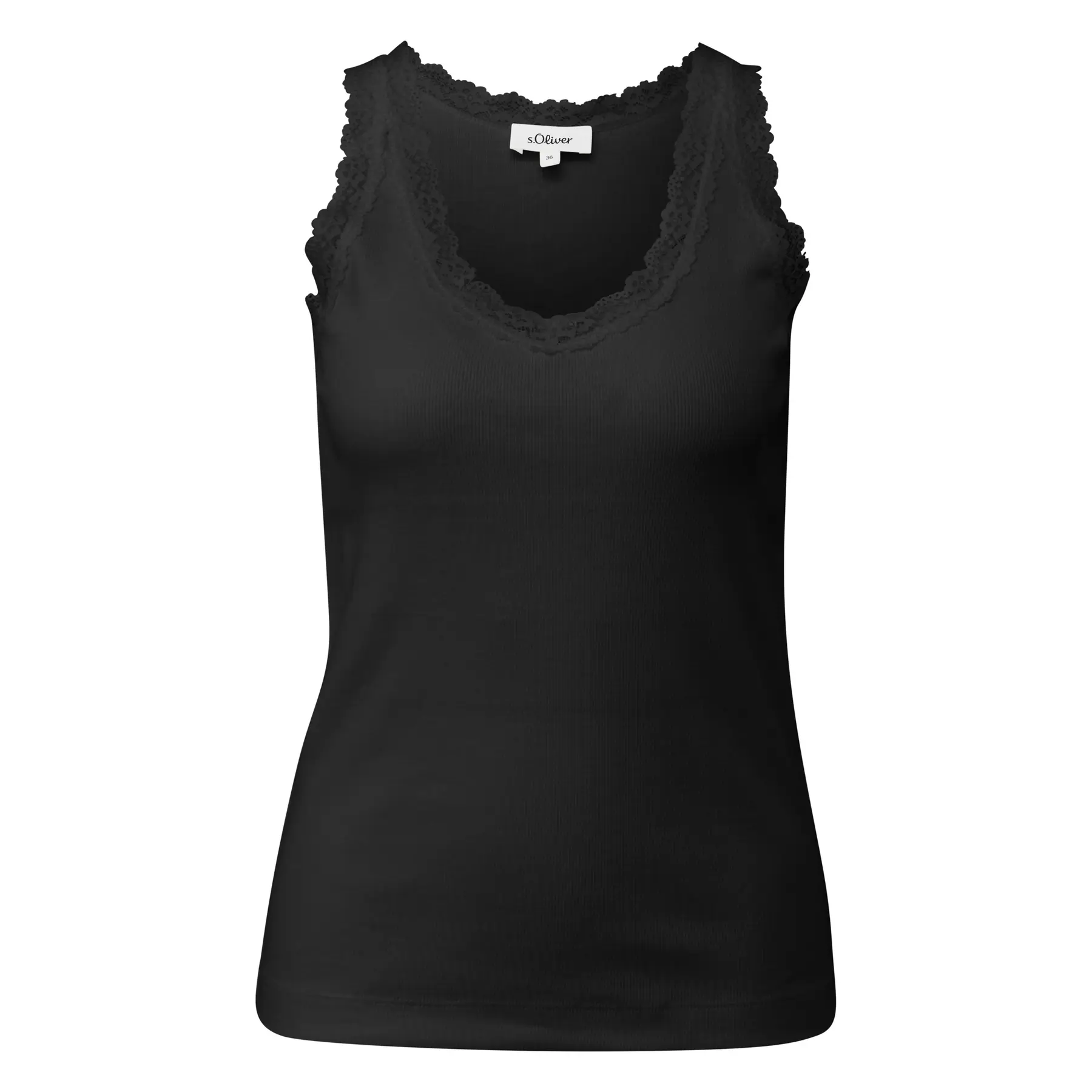 Damen Jersey T-Shirt mit V-Ausschnitt und Spitzendetails s.Oliver