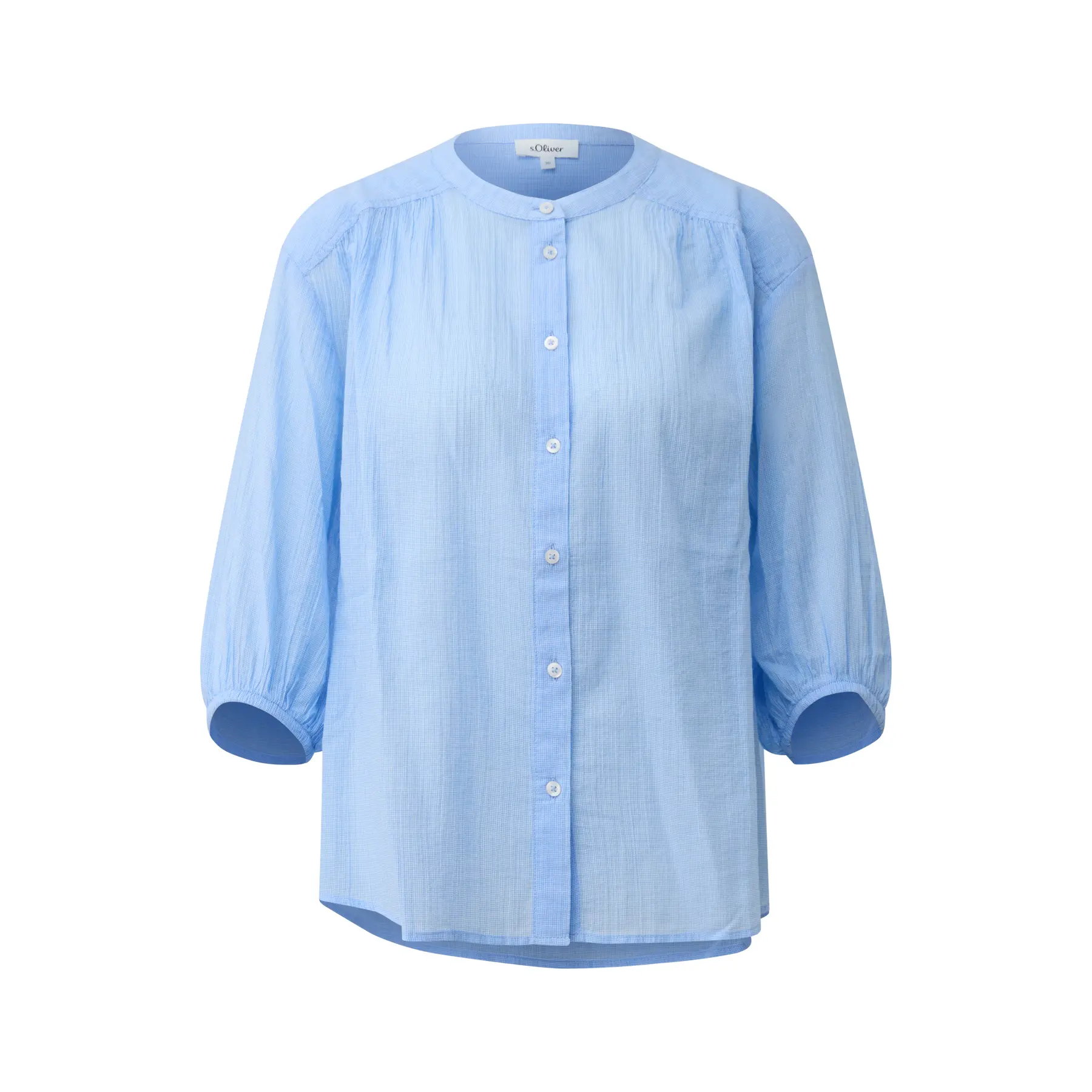 Karo-Cottonbluse mit Stehkragen und 3/4-Ärmeln für Frauen s.Oliver