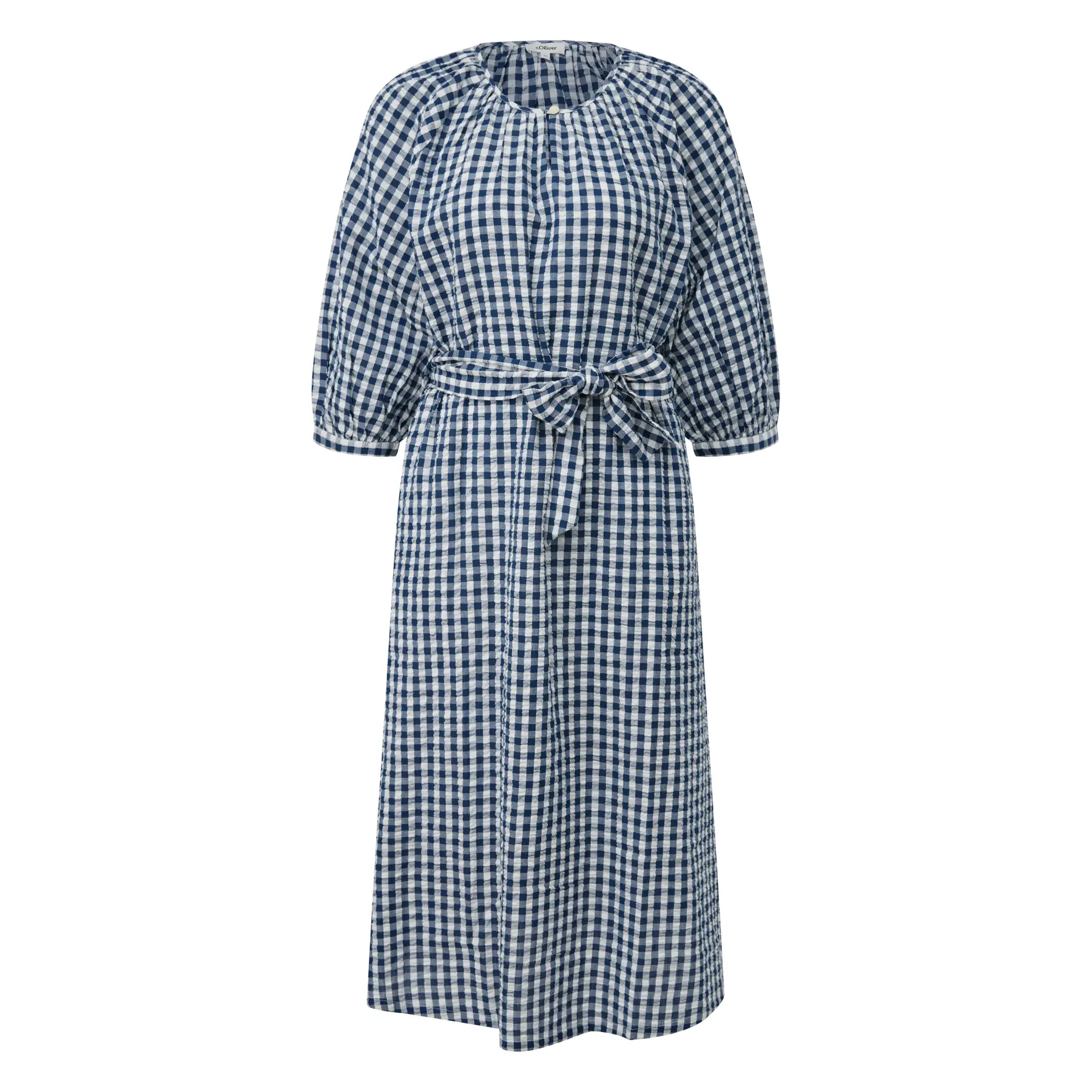 Karo-Baumwollkleid mit Raffungen und Stoffgürtel Damen s.Oliver
