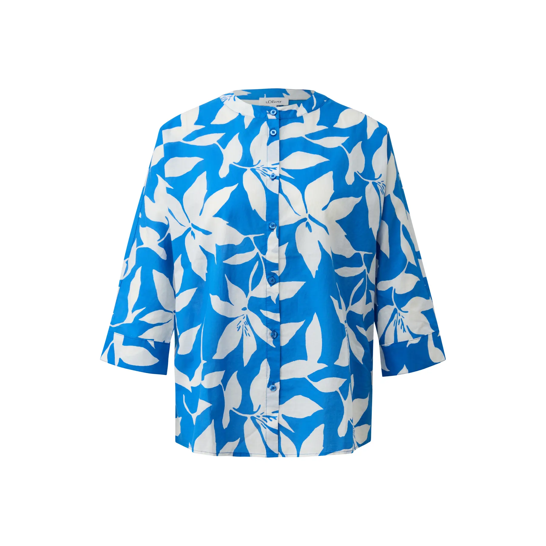 Damen Bluse aus Baumwolle mit Allover-Print und Fledermausärmeln s.Oliver