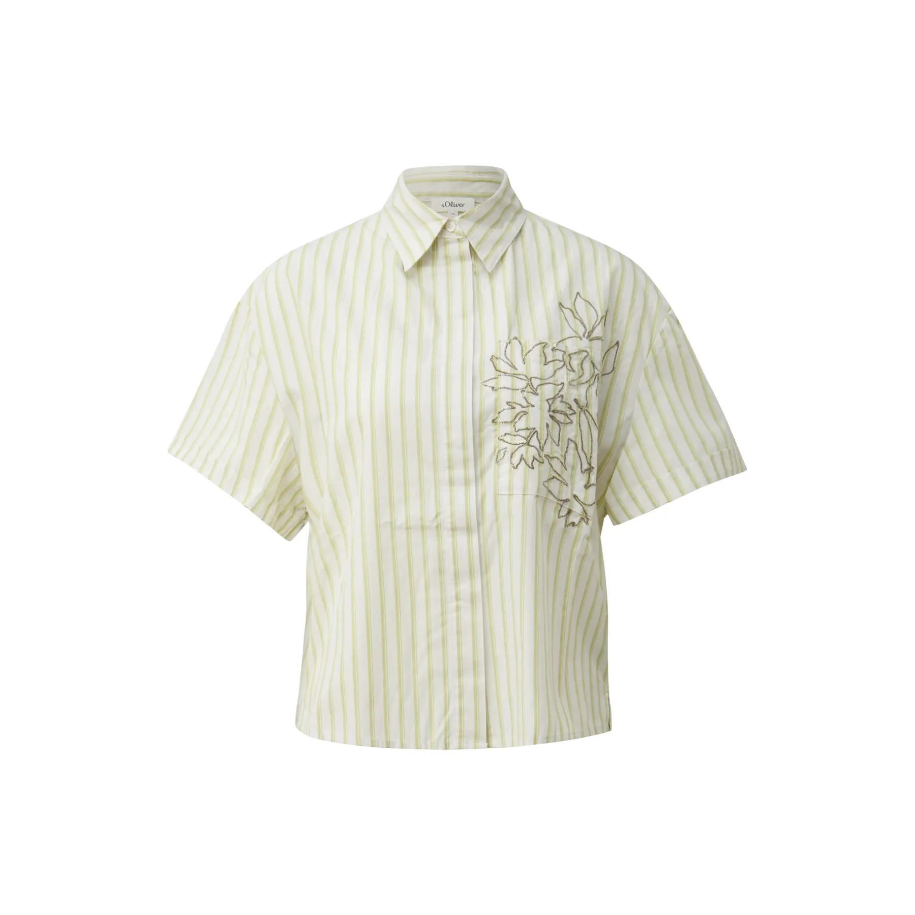 Gestreifte Baumwollbluse mit Stickerei und Pailletten Damen s.Oliver