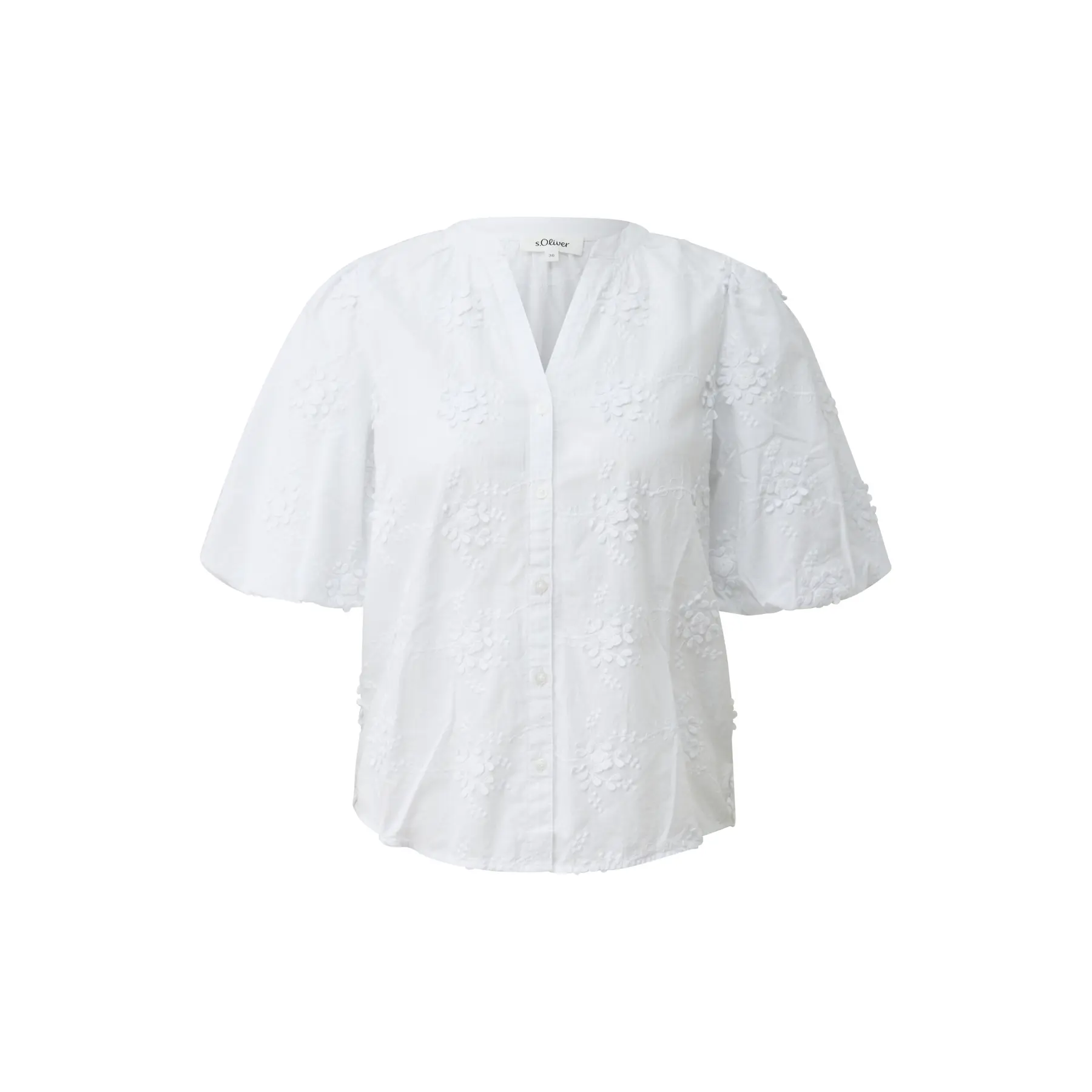 Raffinierte Baumwollbluse mit Ballonärmeln und Knopfleiste Damen s.Oliver