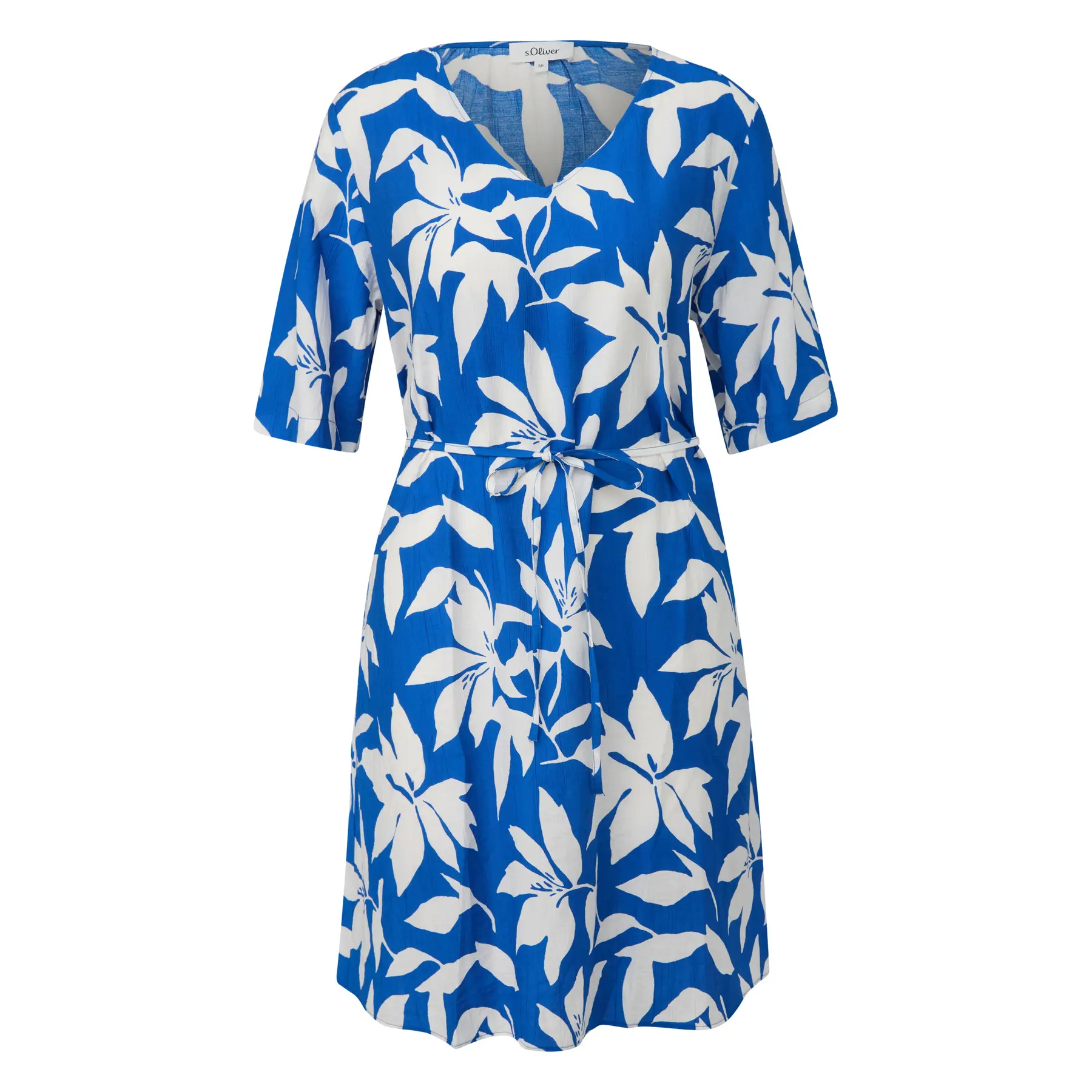 Kleid aus gemischter Viskose mit Allover-Print und Stoffgürtel Damen s.Oliver
