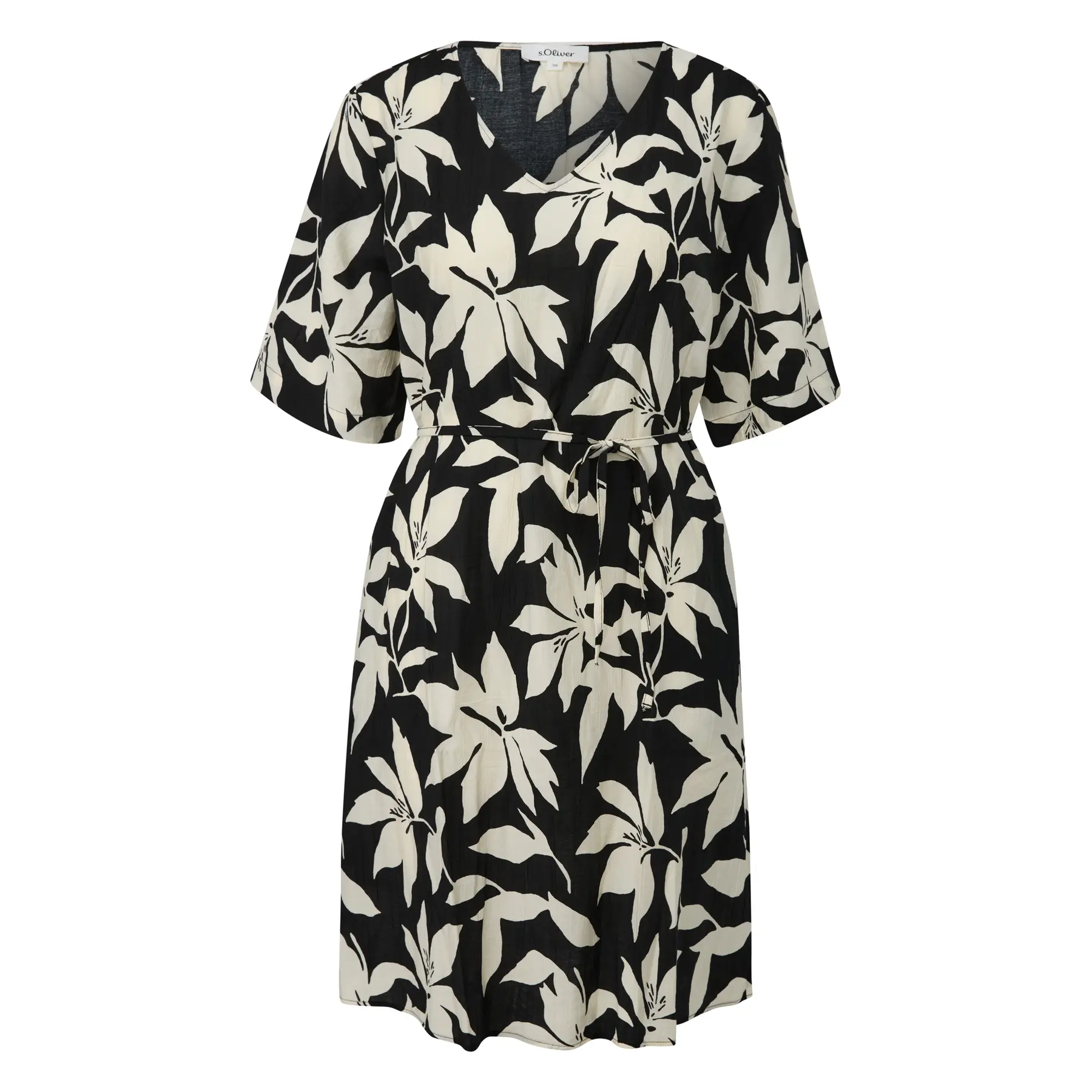 Kleid aus gemischter Viskose mit Allover-Print und Stoffgürtel Damen s.Oliver
