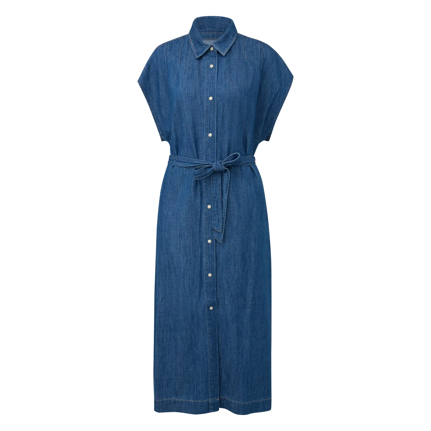 Midi Jeanskleid mit Kragen und Stoffgürtel für Frauen s.Oliver