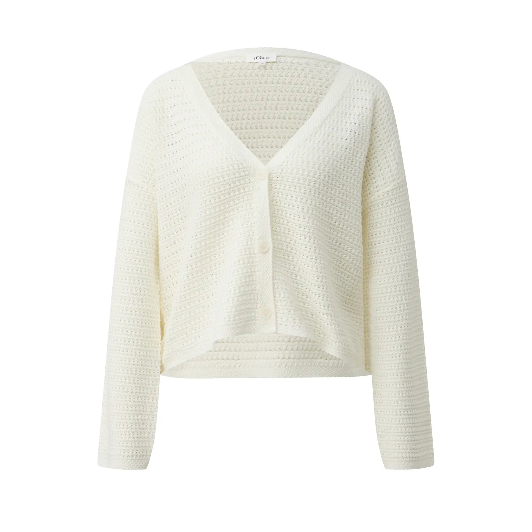 Fein gestrickte Baumwollmischung Cardigan mit V-Ausschnitt für Damen s.Oliver