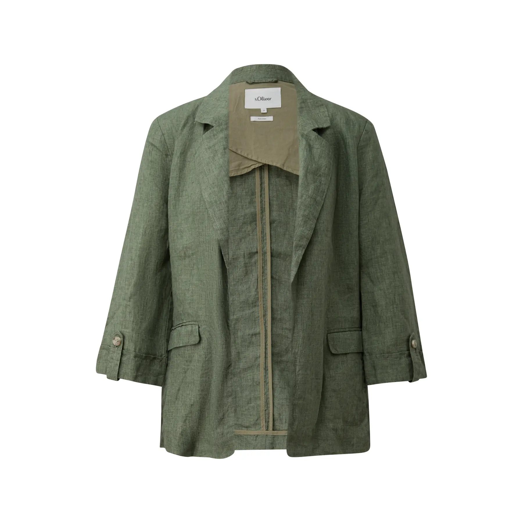 Langärmlige Leinenjacke mit Klappentaschen und Reverskragen für Damen s.Oliver