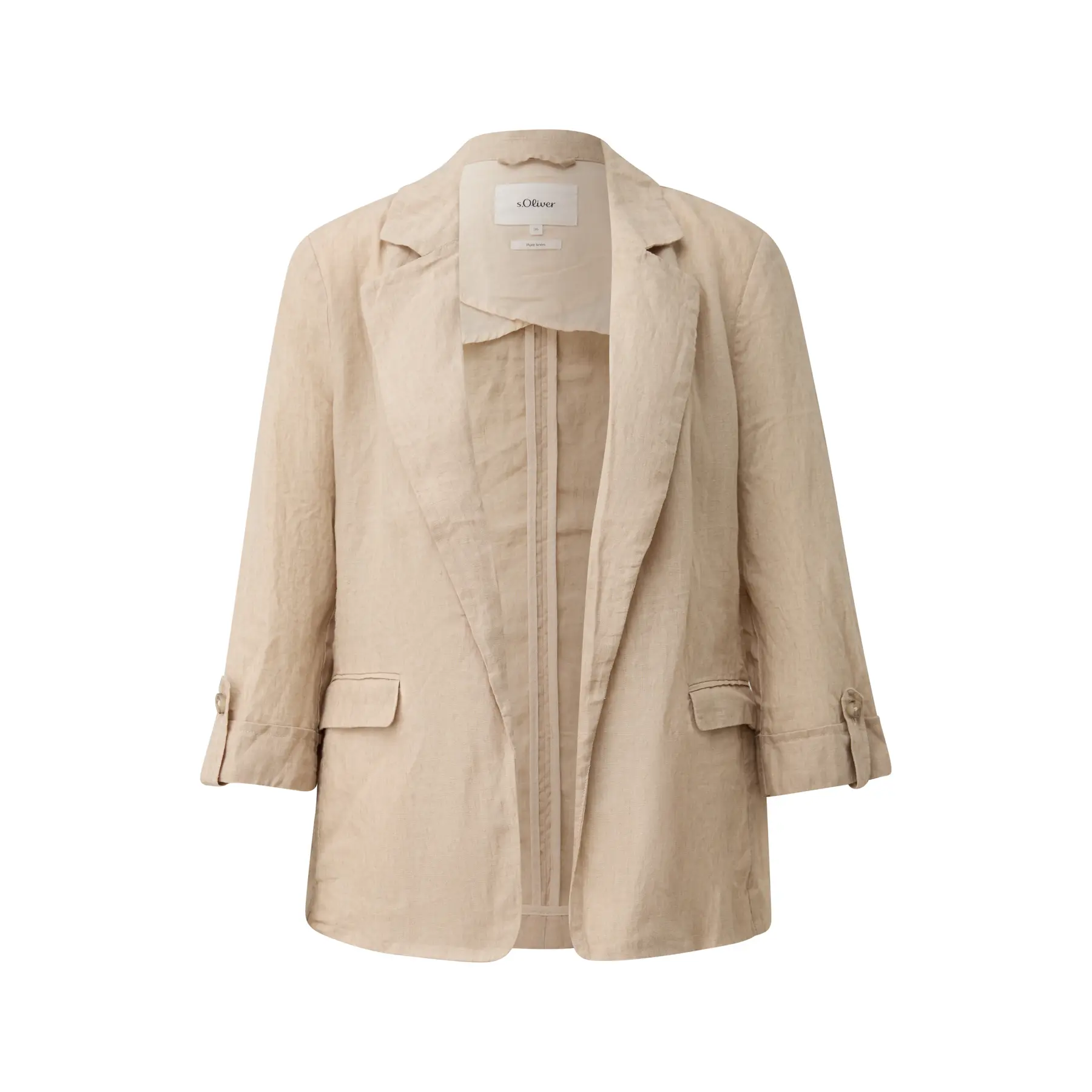 Langärmlige Leinenjacke mit Klappentaschen und Reverskragen für Damen s.Oliver