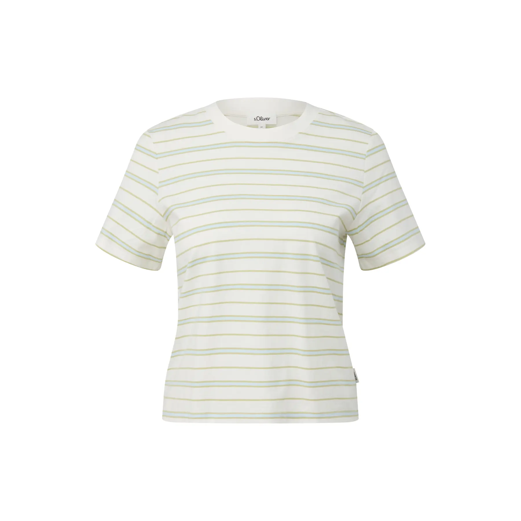 Gestreifter Jersey T-Shirt mit Logoapplikation Damen s.Oliver
