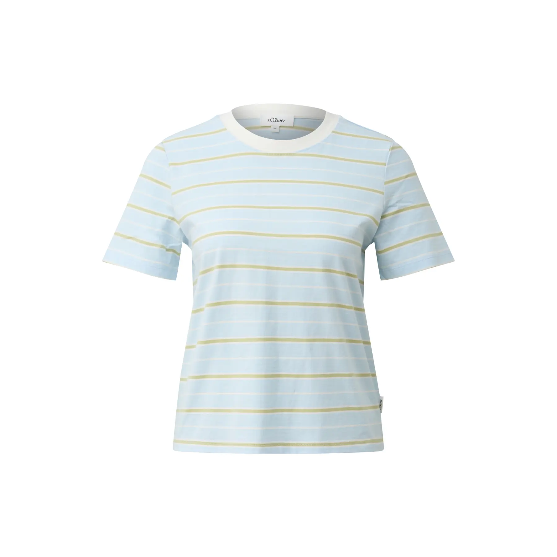 Gestreifter Jersey T-Shirt mit Logoapplikation Damen s.Oliver