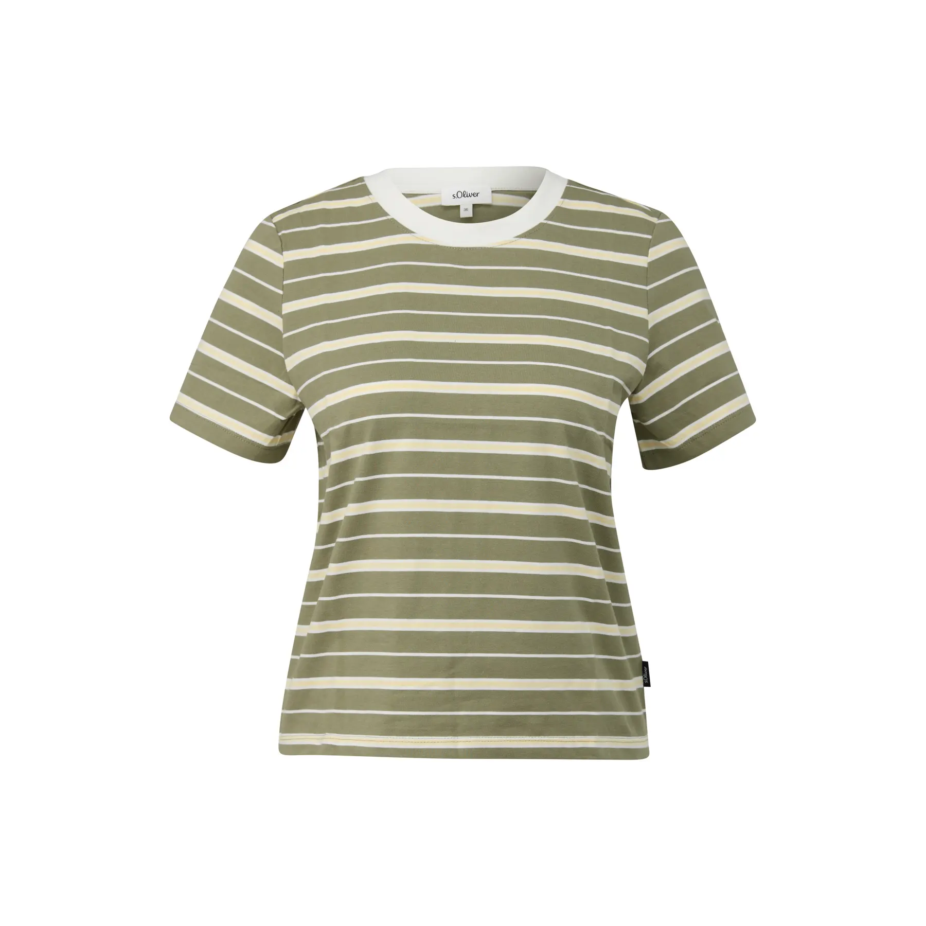 Gestreifter Jersey T-Shirt mit Logoapplikation Damen s.Oliver