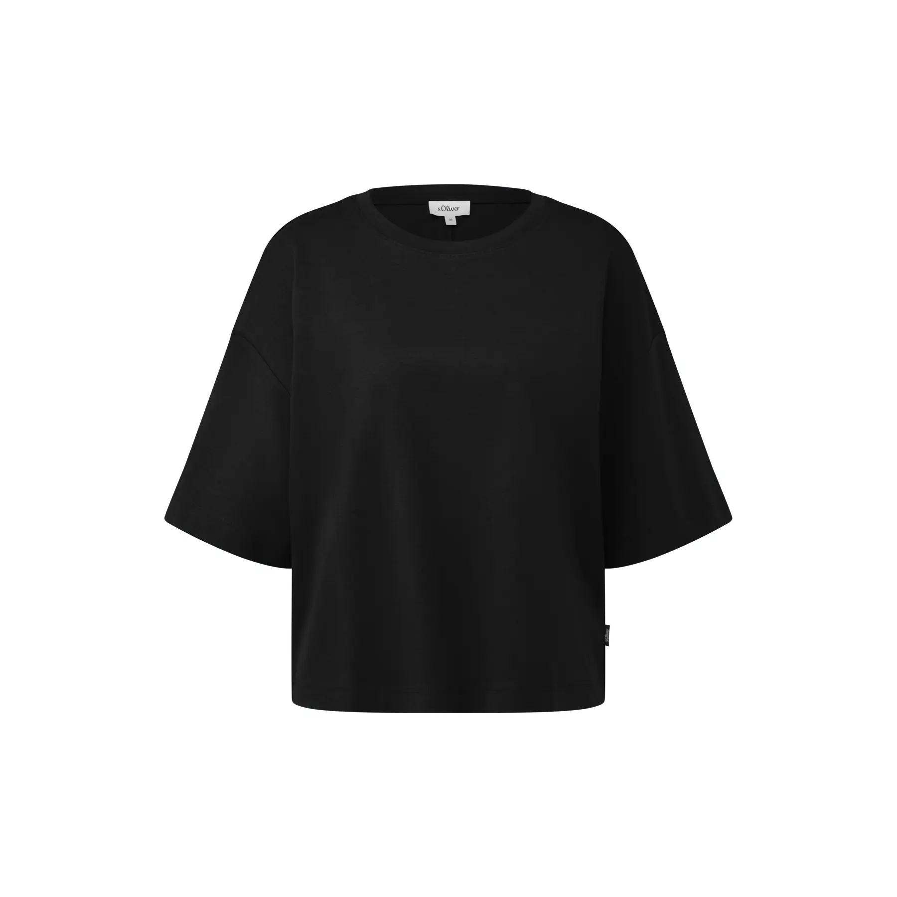 Oversize T-Shirt aus weichem Baumwoll-Interlock mit Logoapplikation für Frauen s.Oliver