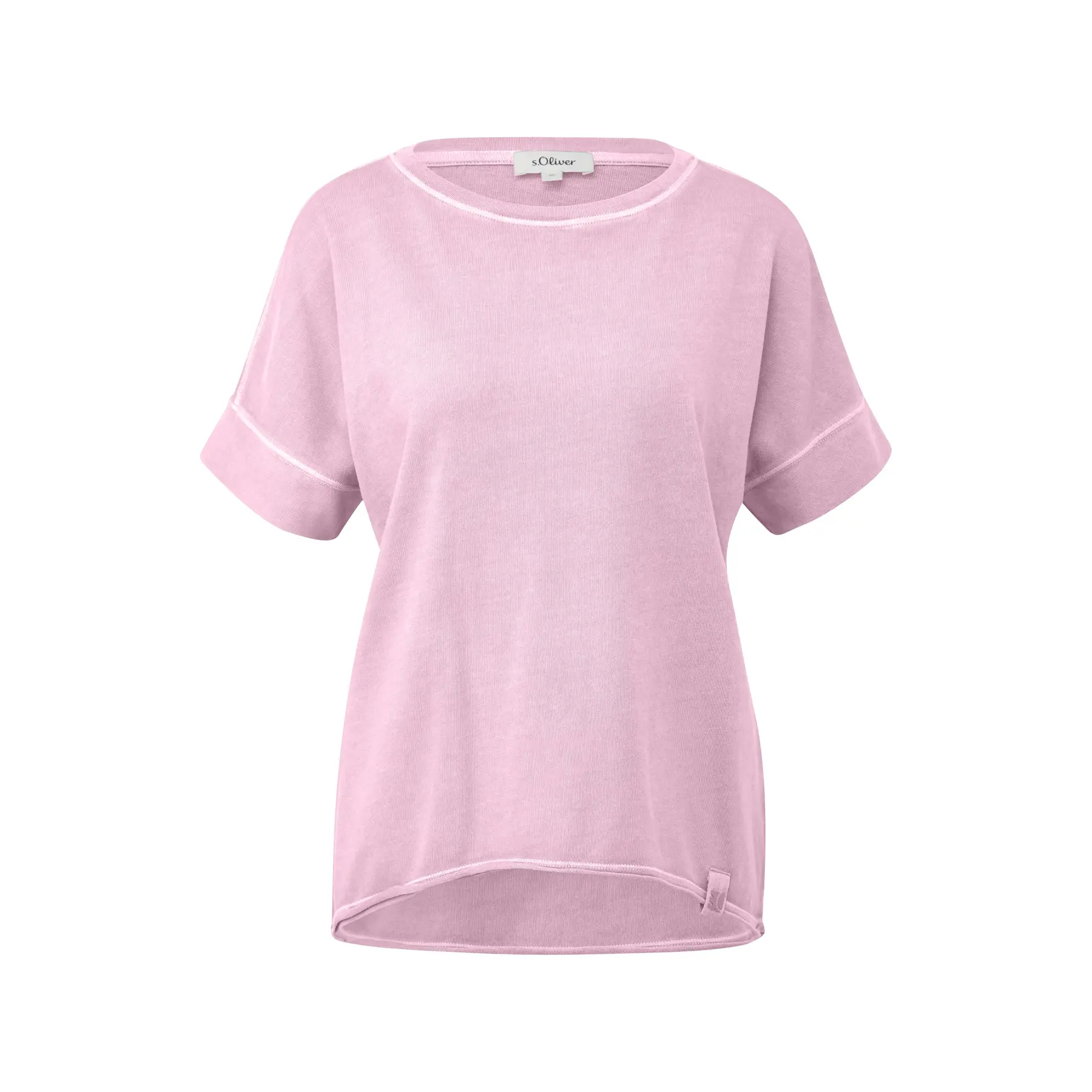 T-shirt taglio comodo tinto a pezzo con orlo aperto donna