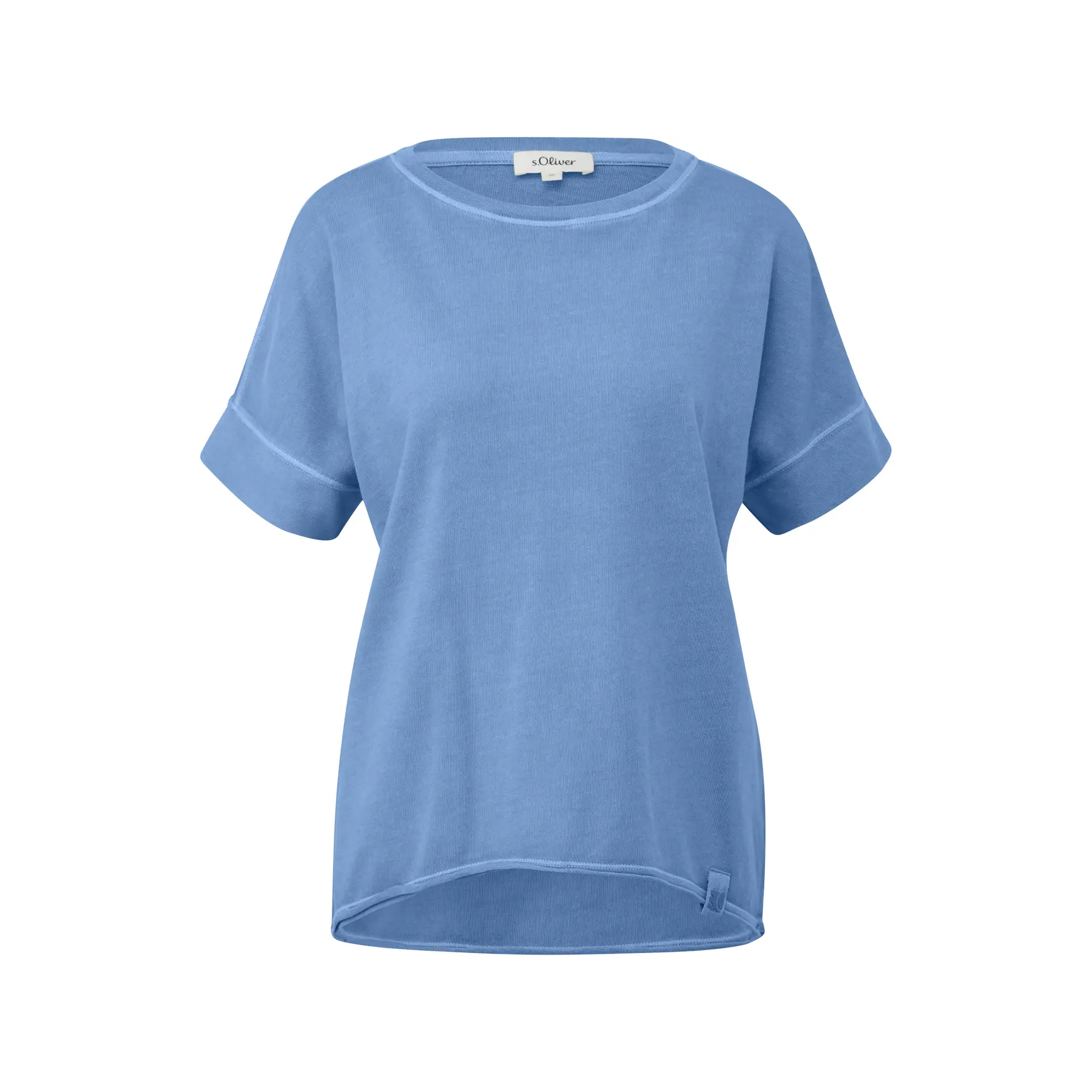 T-shirt taglio comodo tinto a pezzo con orlo aperto donna