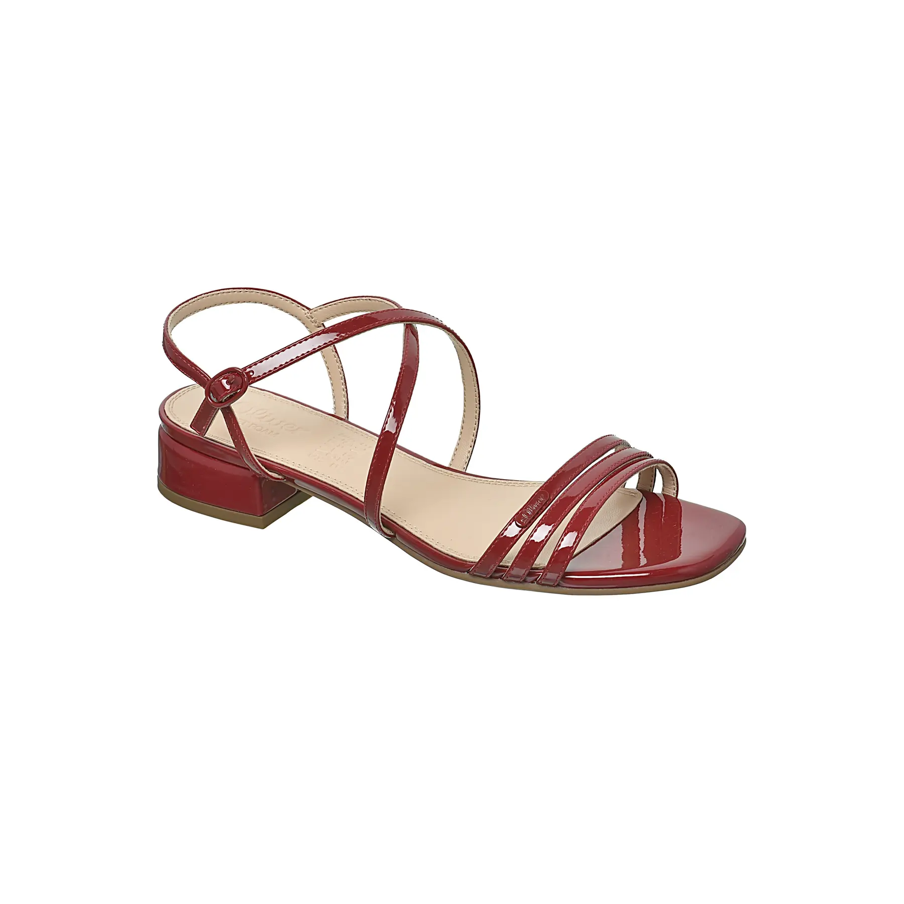 Sandali con tacco effetto pelle verniciata donna