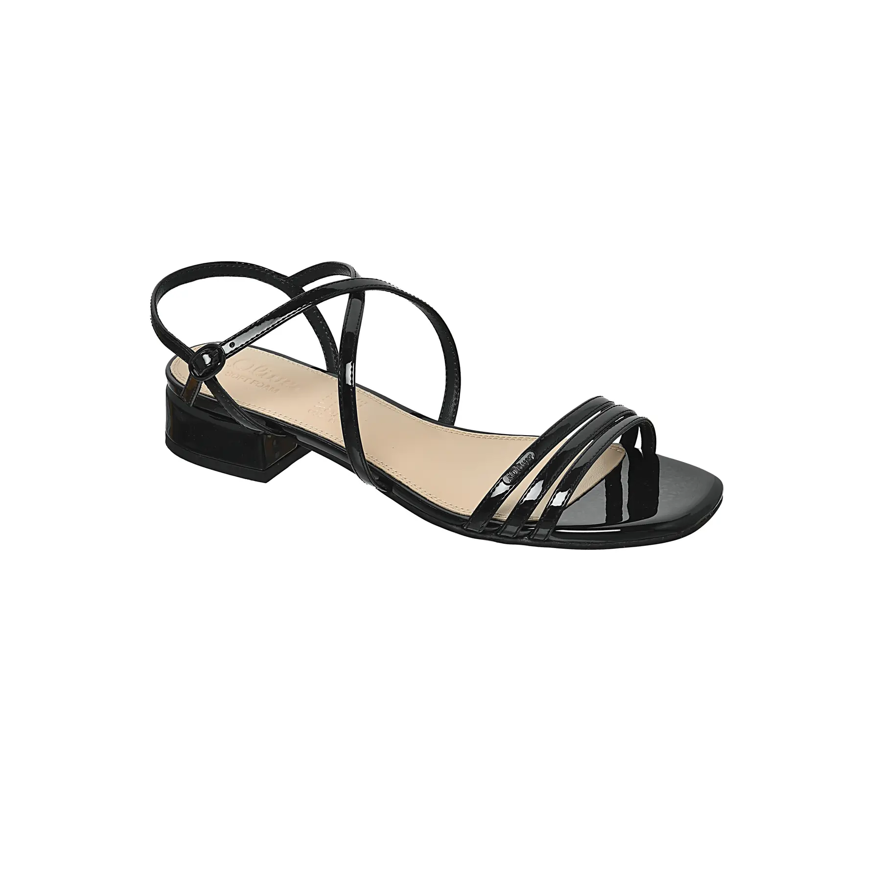Sandali con tacco effetto pelle verniciata donna