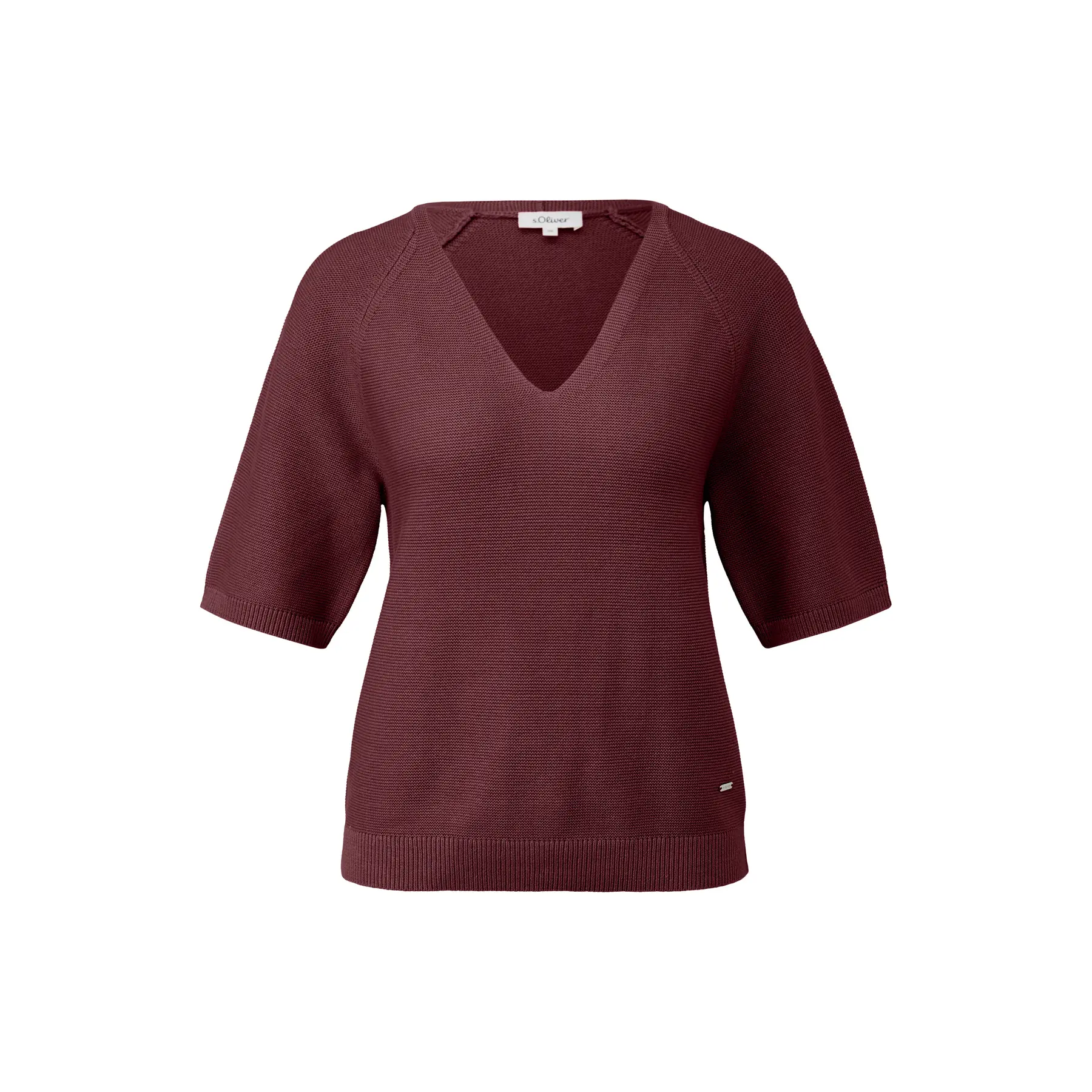 Damenpullover aus weichem Strick mit V-Ausschnitt, Raglanärmeln und gerippten Bündchen s.Oliver