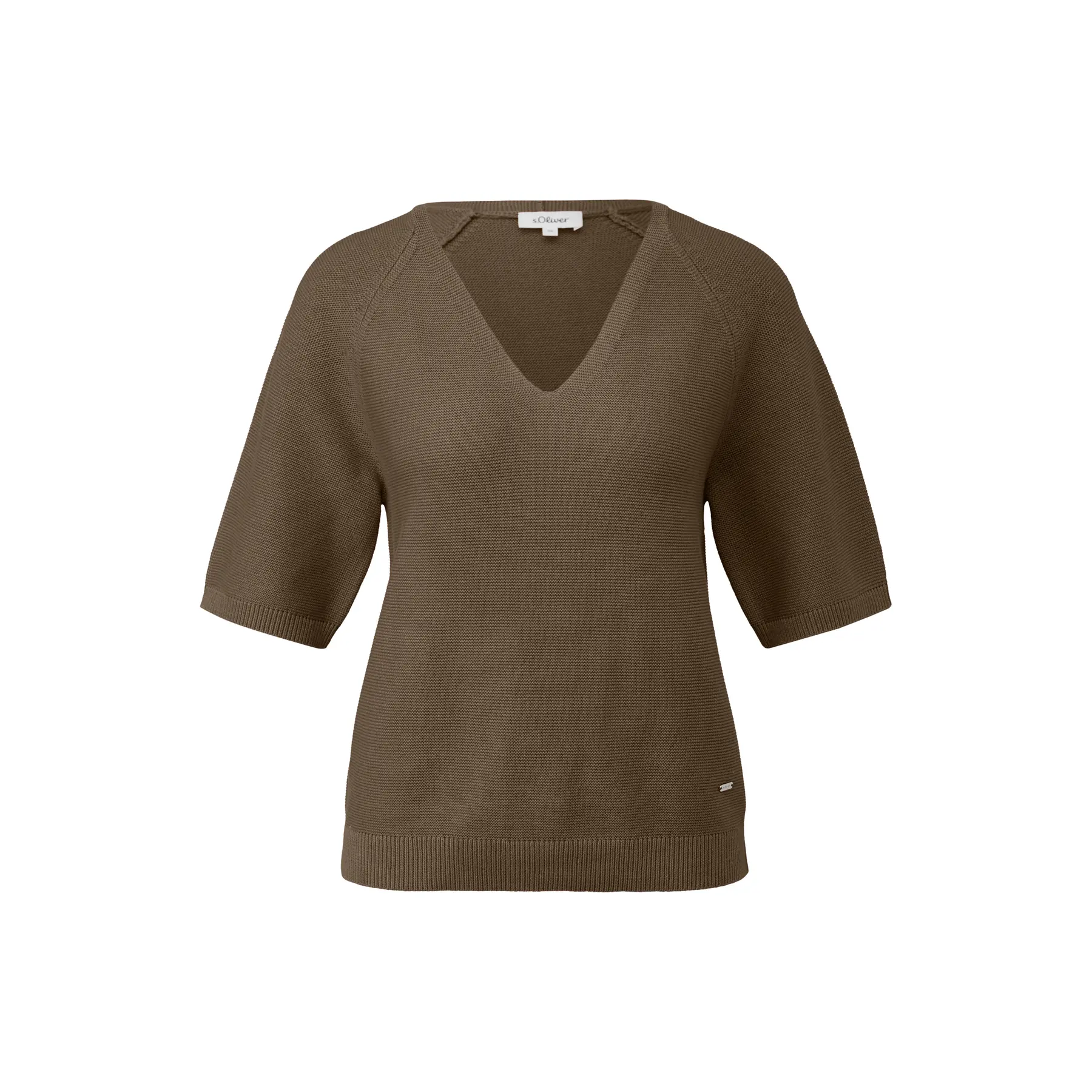 Damenpullover aus weichem Strick mit V-Ausschnitt, Raglanärmeln und gerippten Bündchen s.Oliver
