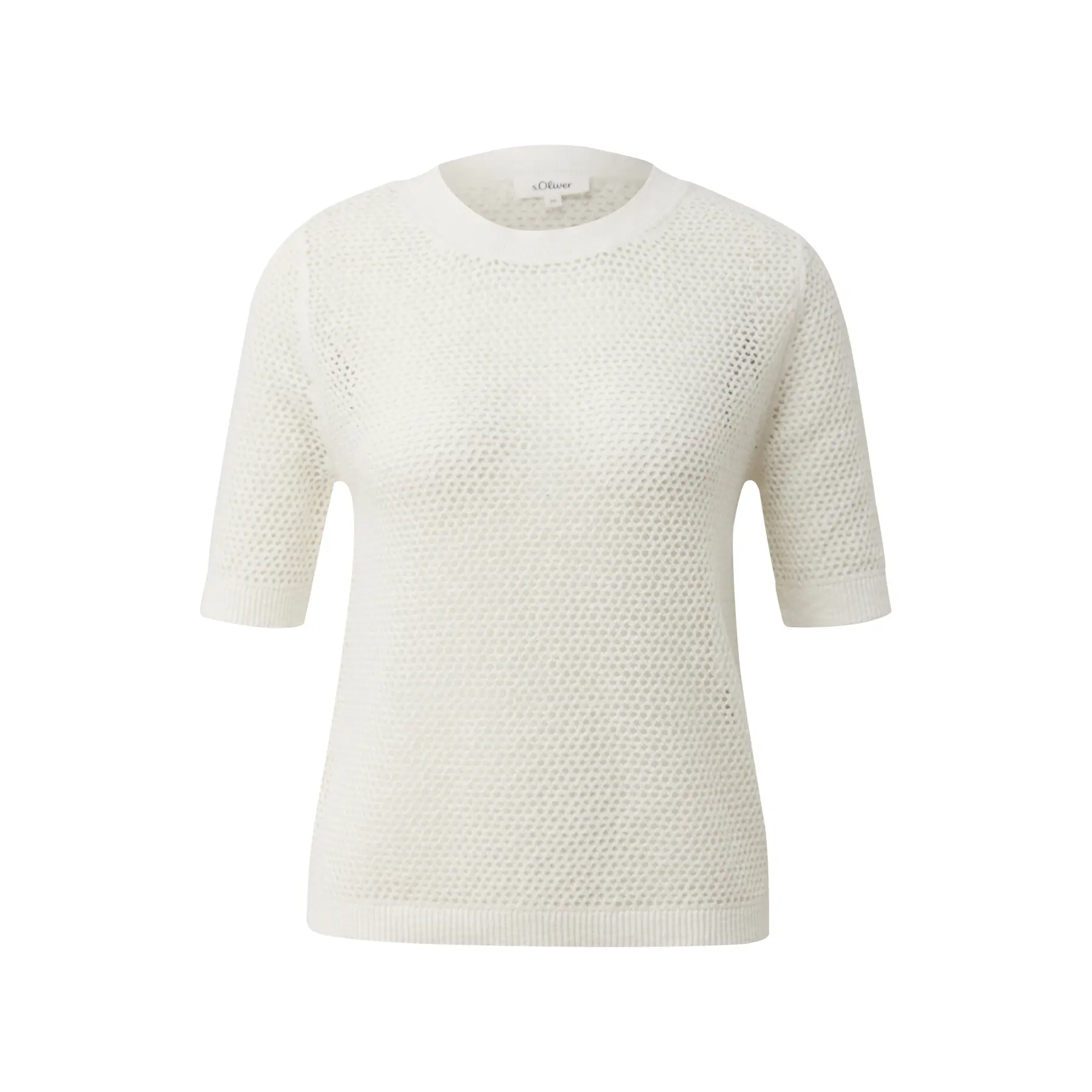 Luftiger Feinstrickpulli mit kurzen Ärmeln und Rundhalsausschnitt für Damen s.Oliver