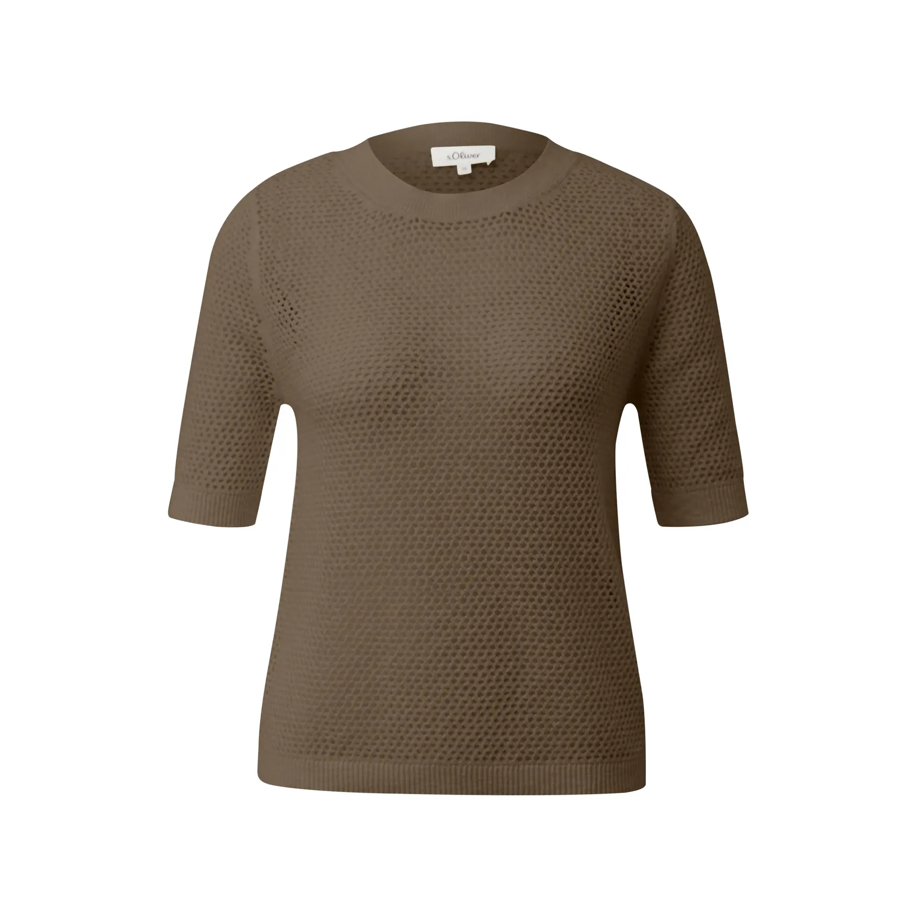 Luftiger Feinstrickpulli mit kurzen Ärmeln und Rundhalsausschnitt für Damen s.Oliver