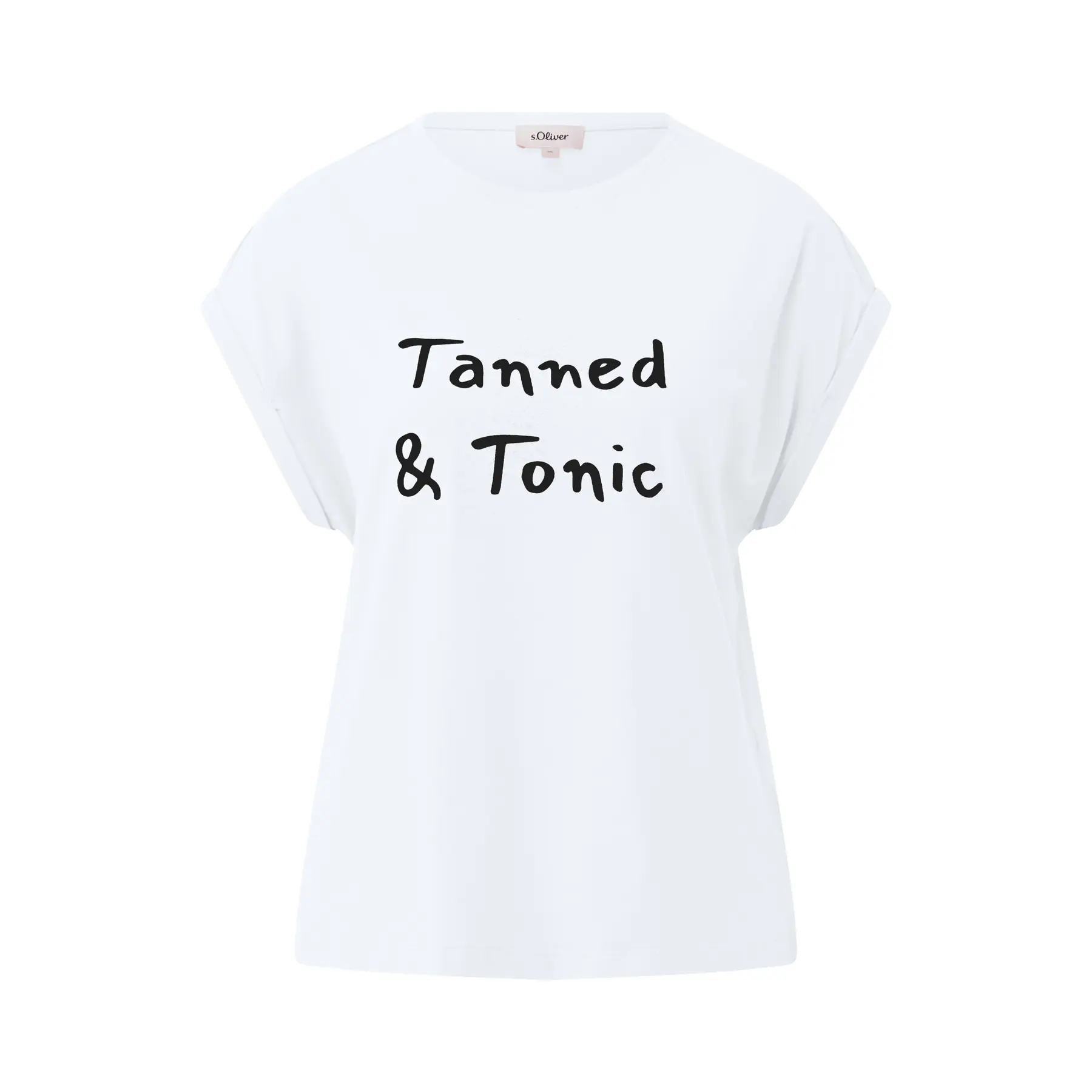 T-Shirt aus weichem Baumwollstoff mit Aufdruck auf der Vorderseite und verlängertem Rücken Damen s.Oliver
