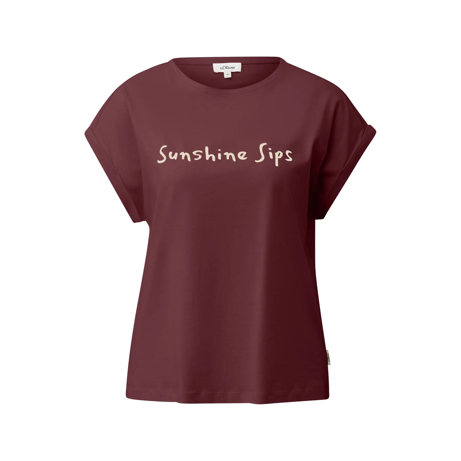 T-Shirt aus weichem Baumwollstoff mit Aufdruck auf der Vorderseite und verlängertem Rücken Damen s.Oliver