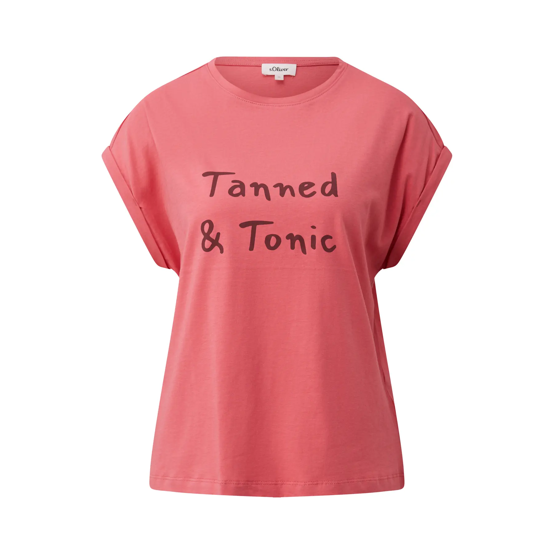 T-Shirt aus weichem Baumwollstoff mit Aufdruck auf der Vorderseite und verlängertem Rücken Damen s.Oliver