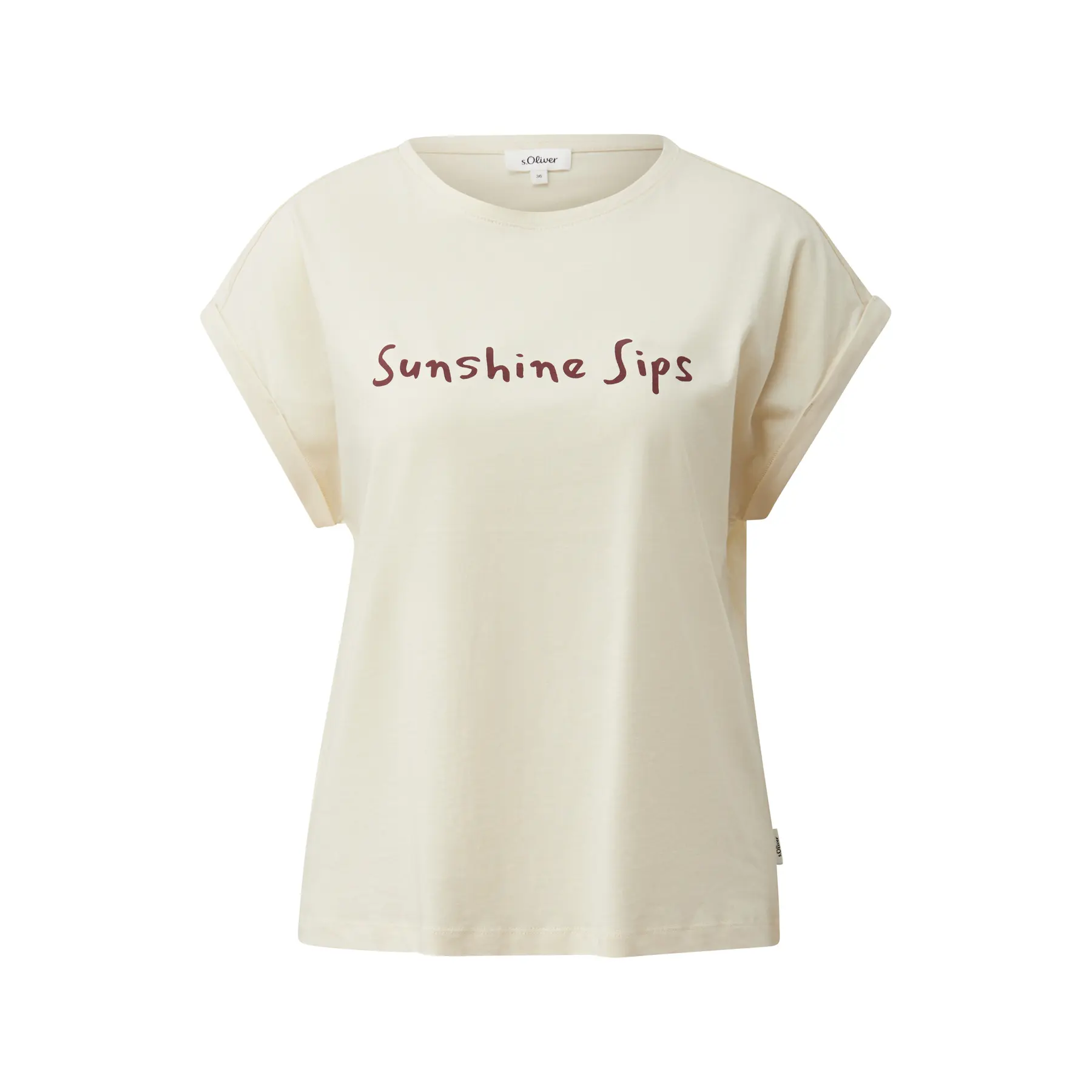 T-Shirt aus weichem Baumwollstoff mit Aufdruck auf der Vorderseite und verlängertem Rücken Damen s.Oliver