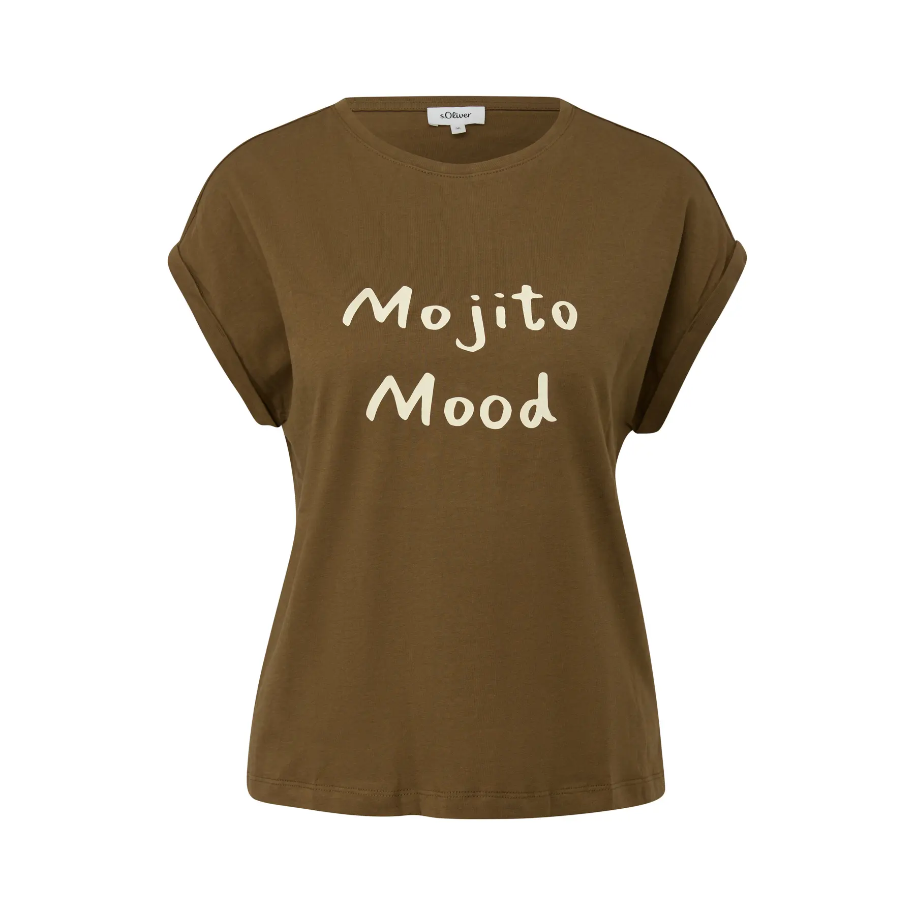 T-shirt in cotone morbido con stampa davanti e retro allungato donna