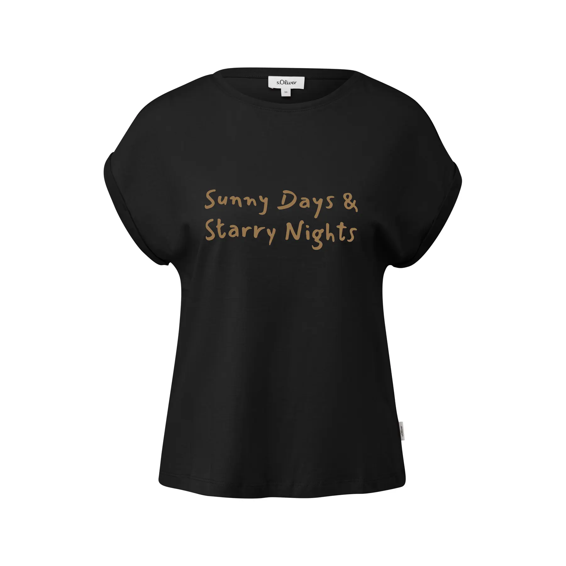 T-Shirt aus weichem Baumwollstoff mit Aufdruck auf der Vorderseite und verlängertem Rücken Damen s.Oliver