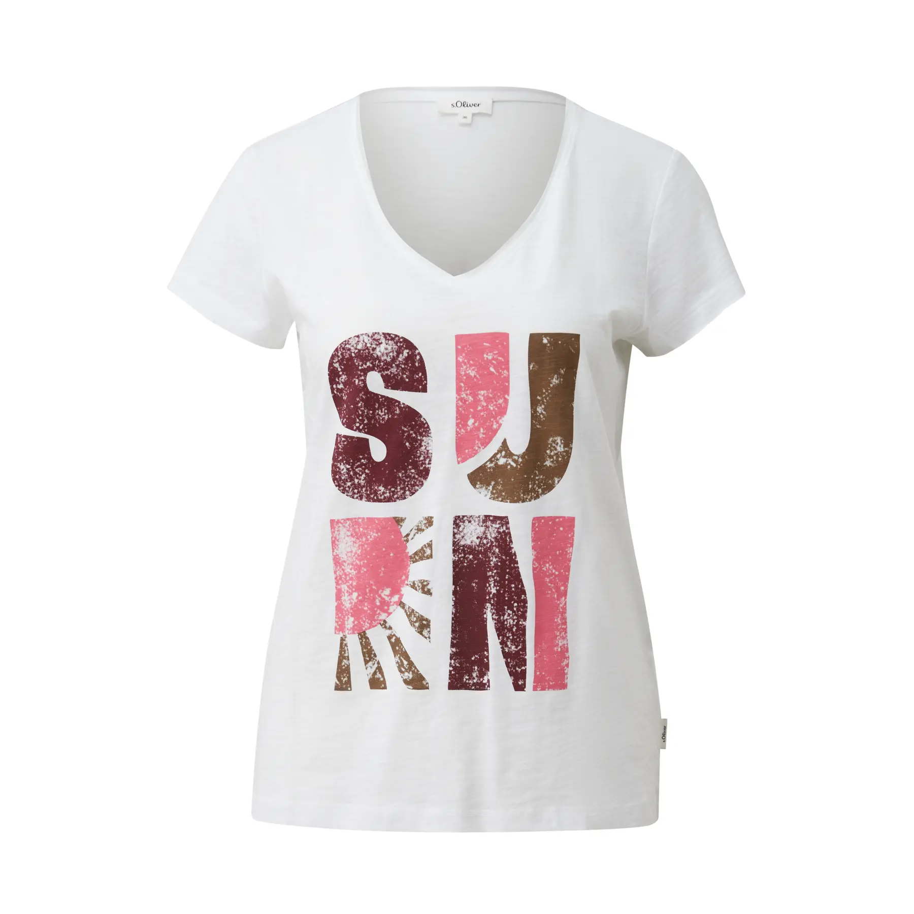 Damen V-Ausschnitt T-Shirt aus flammengemustertem Jersey s.Oliver