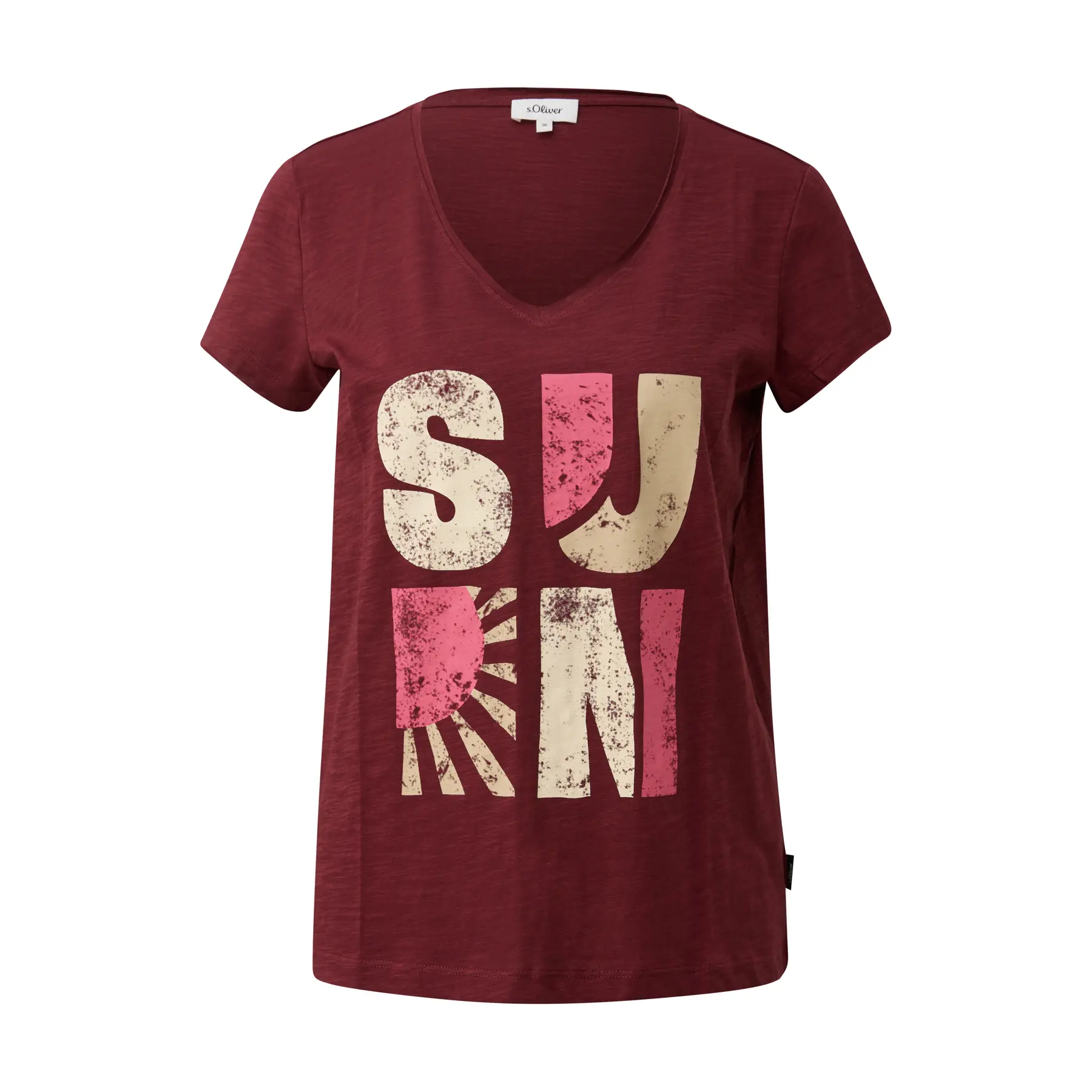 Damen V-Ausschnitt T-Shirt aus flammengemustertem Jersey s.Oliver