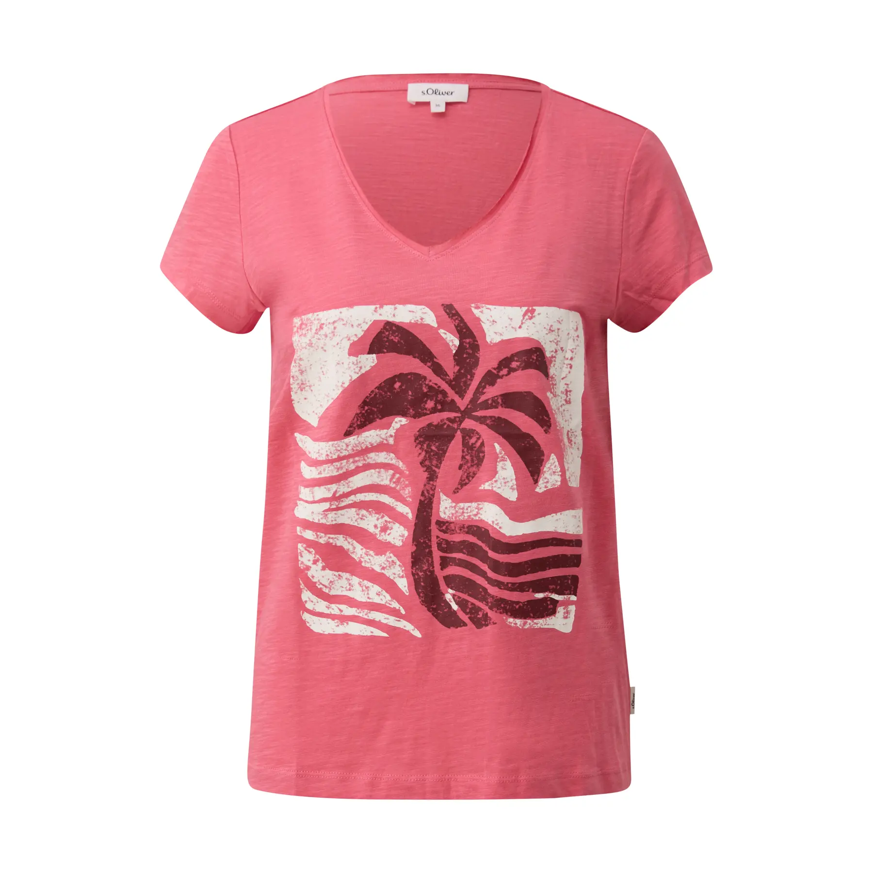 Damen V-Ausschnitt T-Shirt aus flammengemustertem Jersey s.Oliver