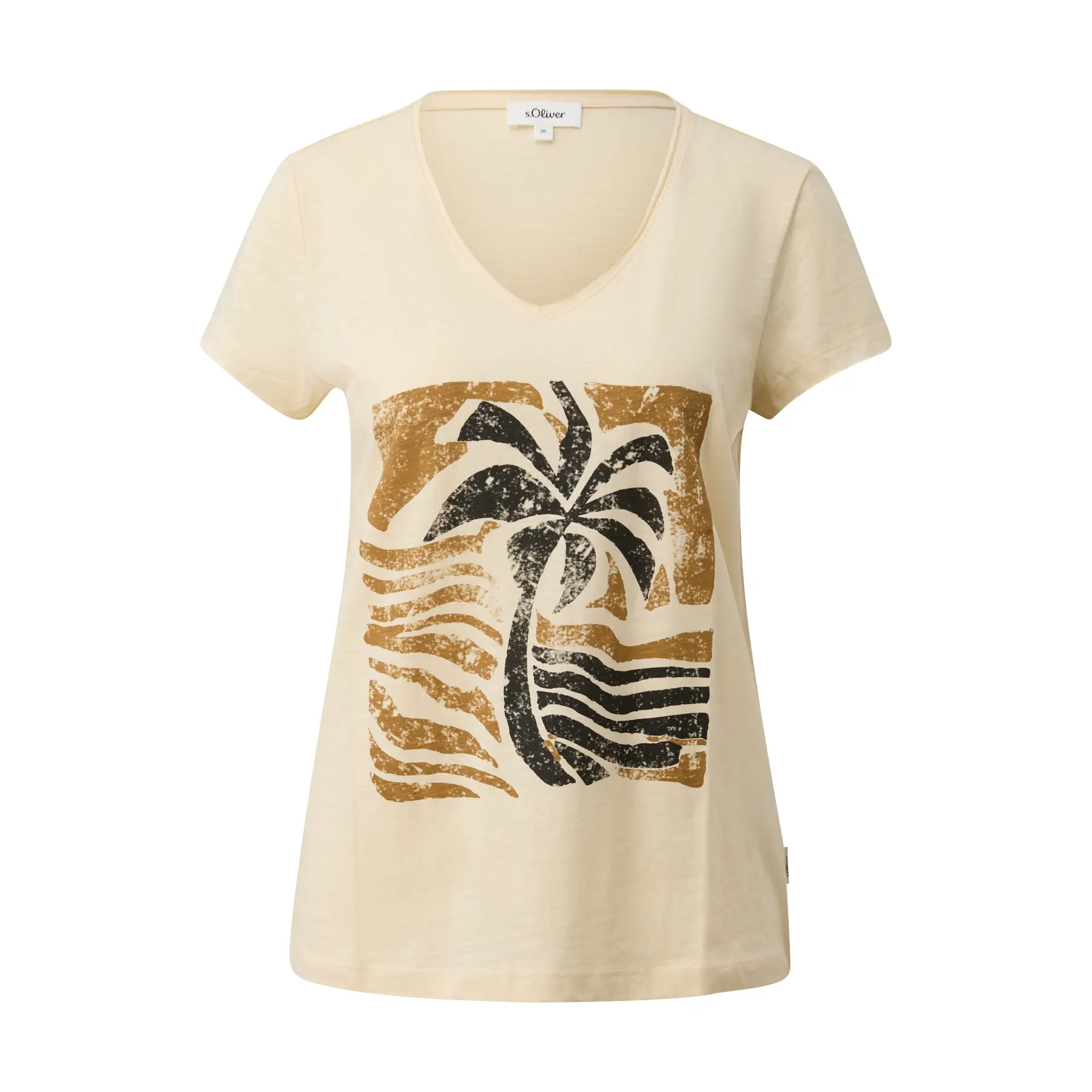 Damen V-Ausschnitt T-Shirt aus flammengemustertem Jersey s.Oliver