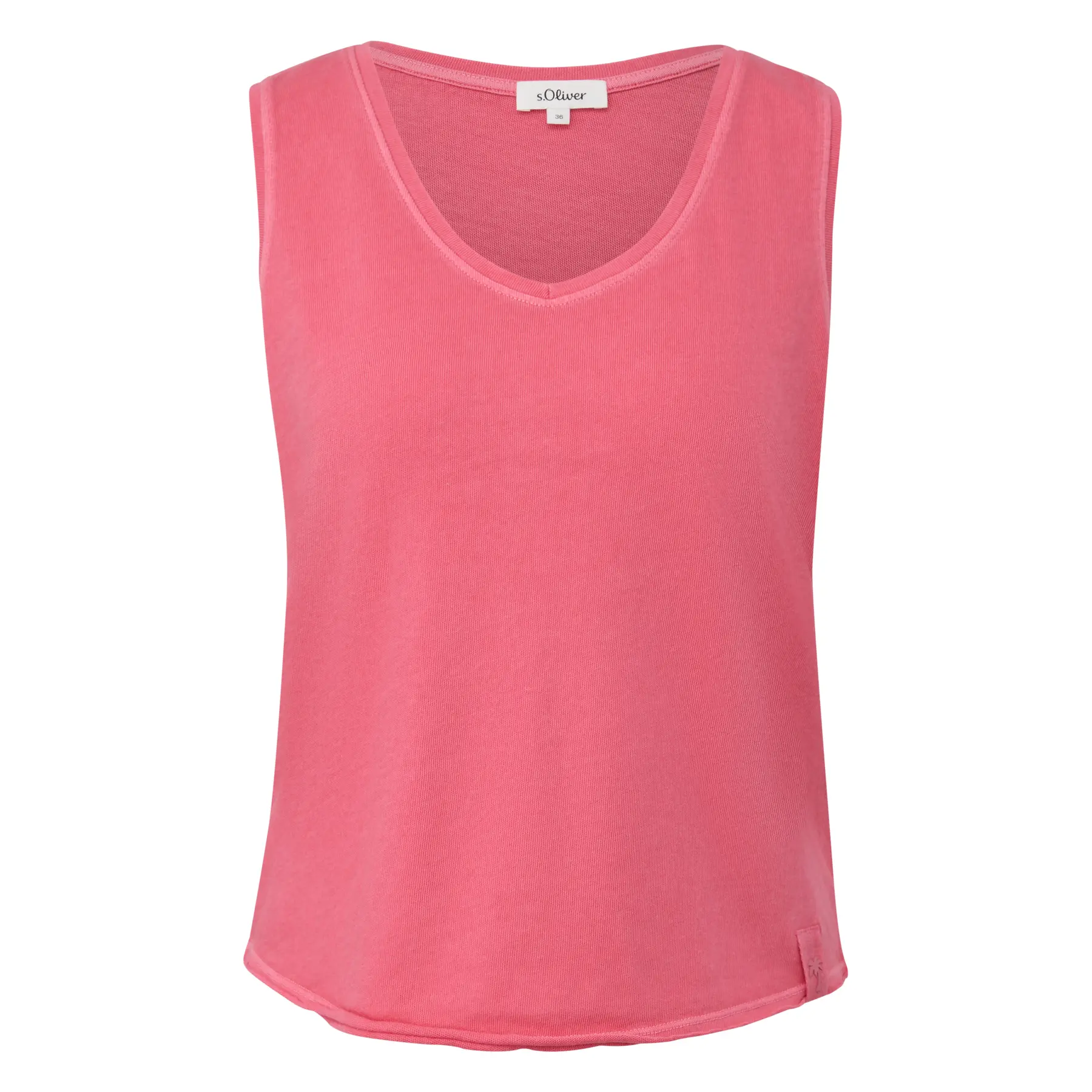 Damen V-Ausschnitt T-Shirt aus weichem, einfarbig gefärbtem Jersey s.Oliver