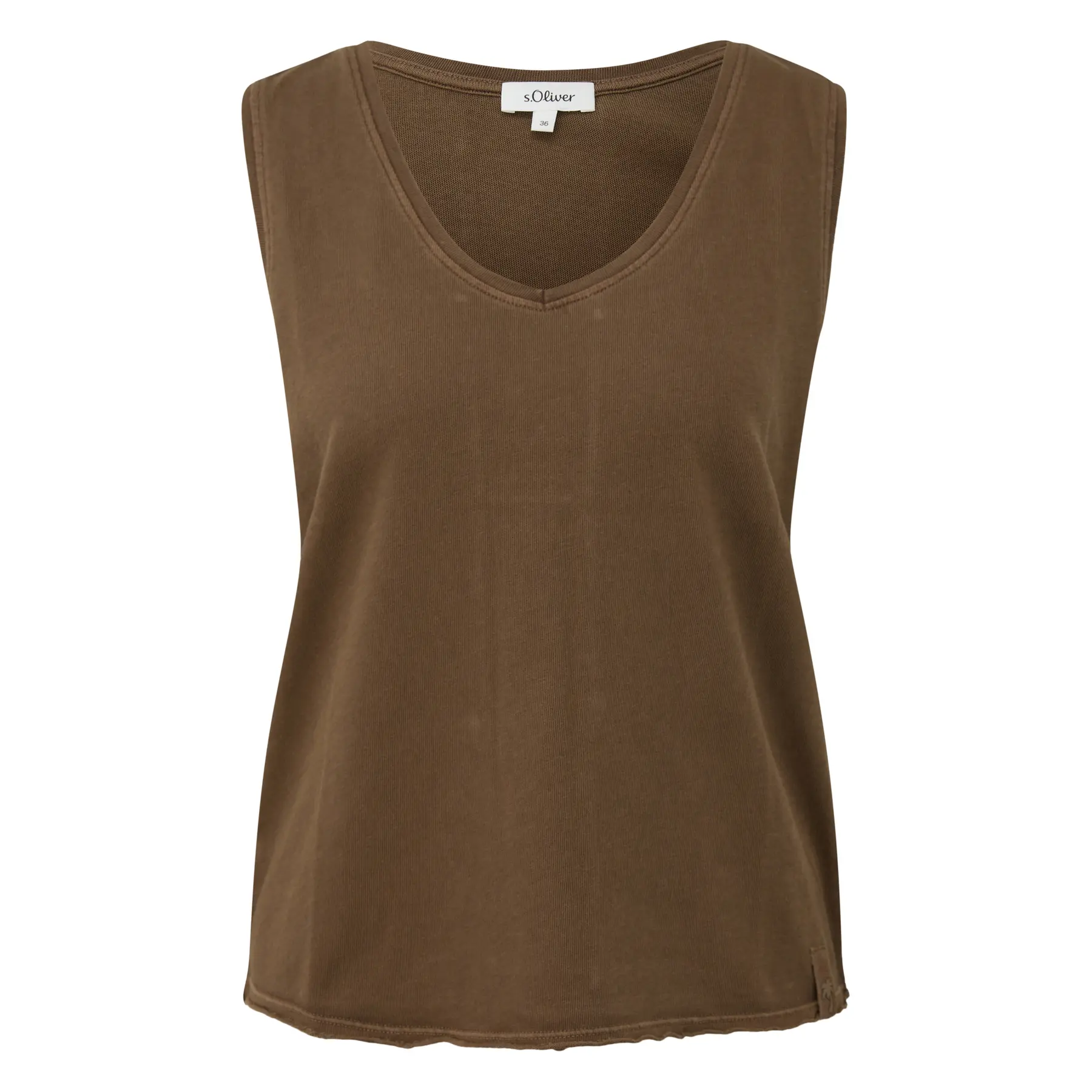 Damen V-Ausschnitt T-Shirt aus weichem, einfarbig gefärbtem Jersey s.Oliver