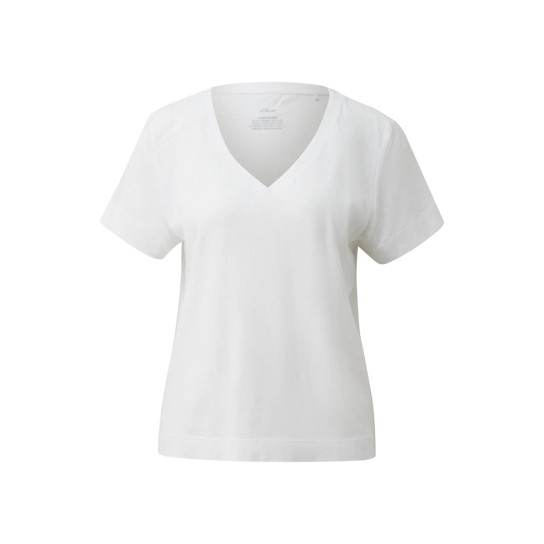 Damen V-Ausschnitt T-Shirt aus Leinenmix mit Einsatz vorne s.Oliver