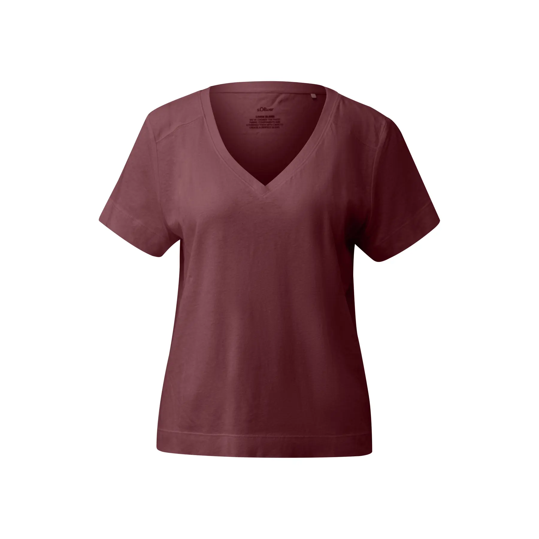 Damen V-Ausschnitt T-Shirt aus Leinenmix mit Einsatz vorne s.Oliver