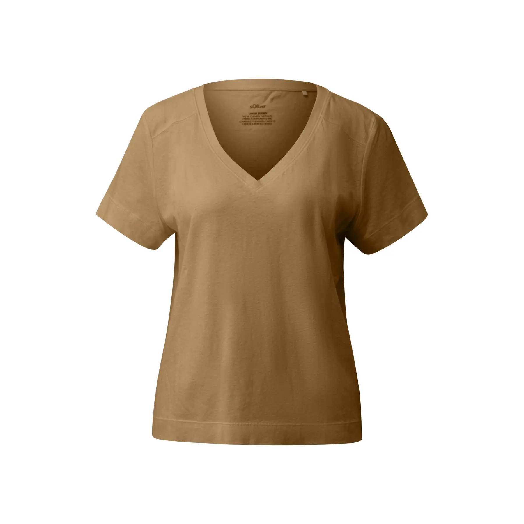 Damen V-Ausschnitt T-Shirt aus Leinenmix mit Einsatz vorne s.Oliver