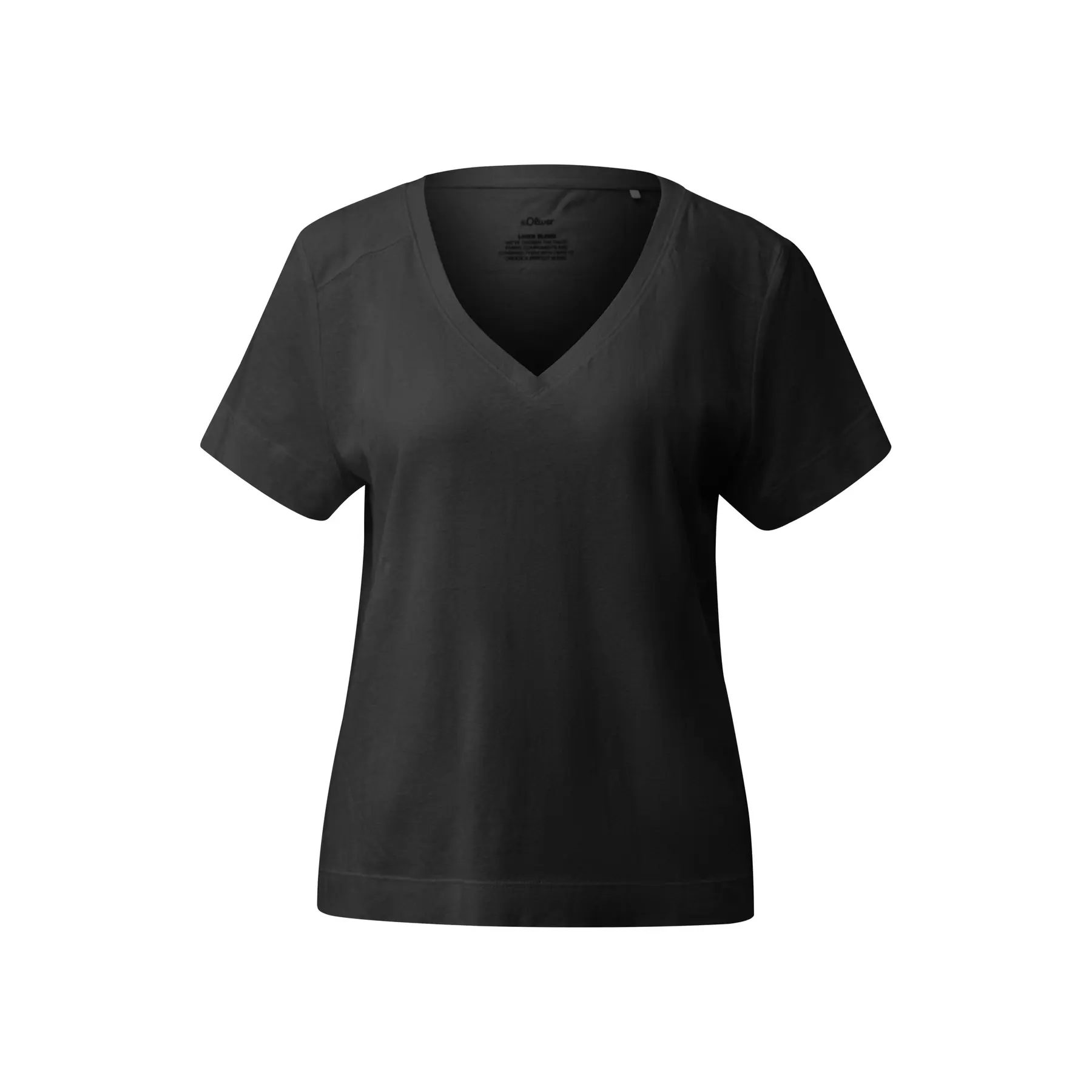 Damen V-Ausschnitt T-Shirt aus Leinenmix mit Einsatz vorne s.Oliver