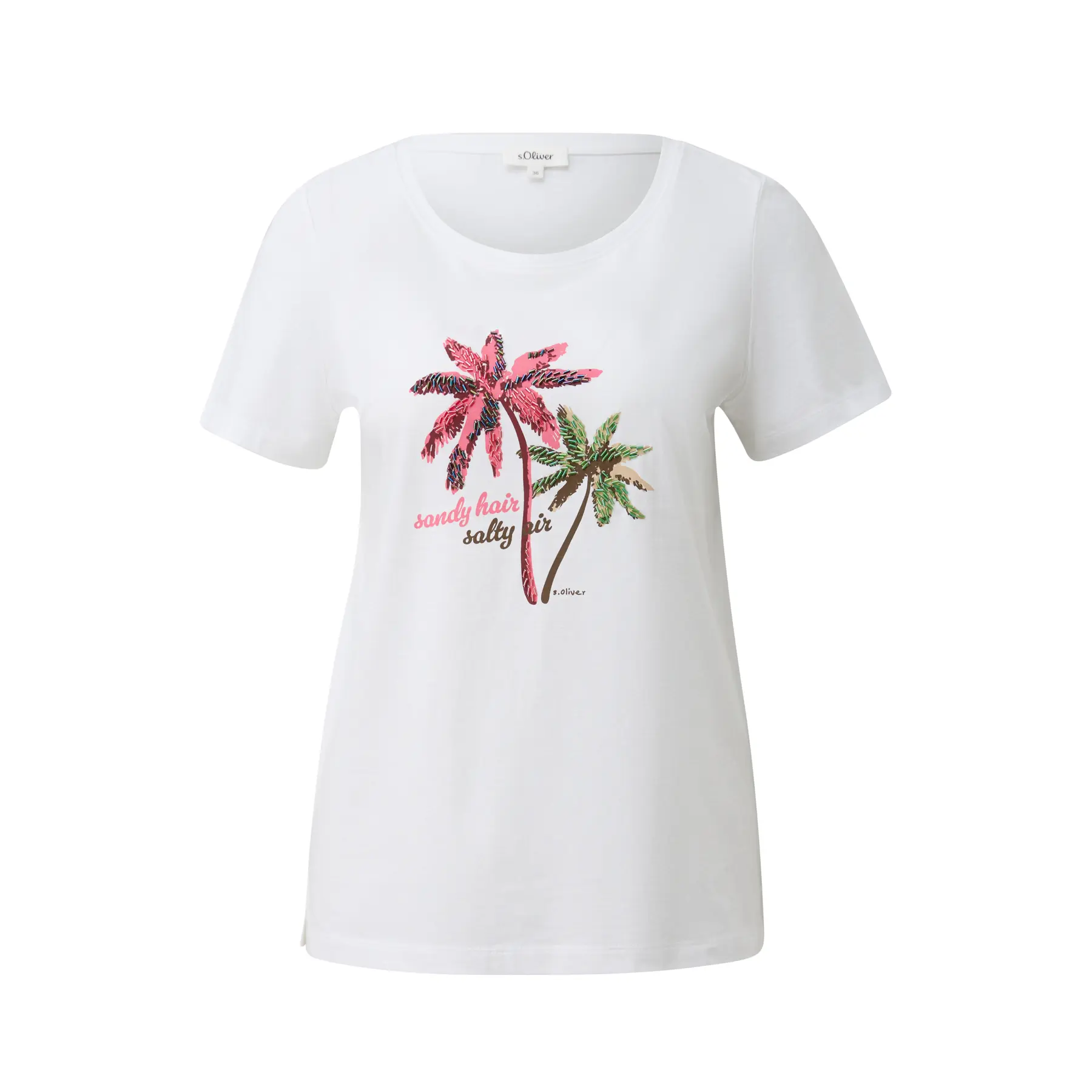 Damen T-Shirt aus weichem Baumwoll mit Druck auf der Vorderseite und Rundhalsausschnitt s.Oliver
