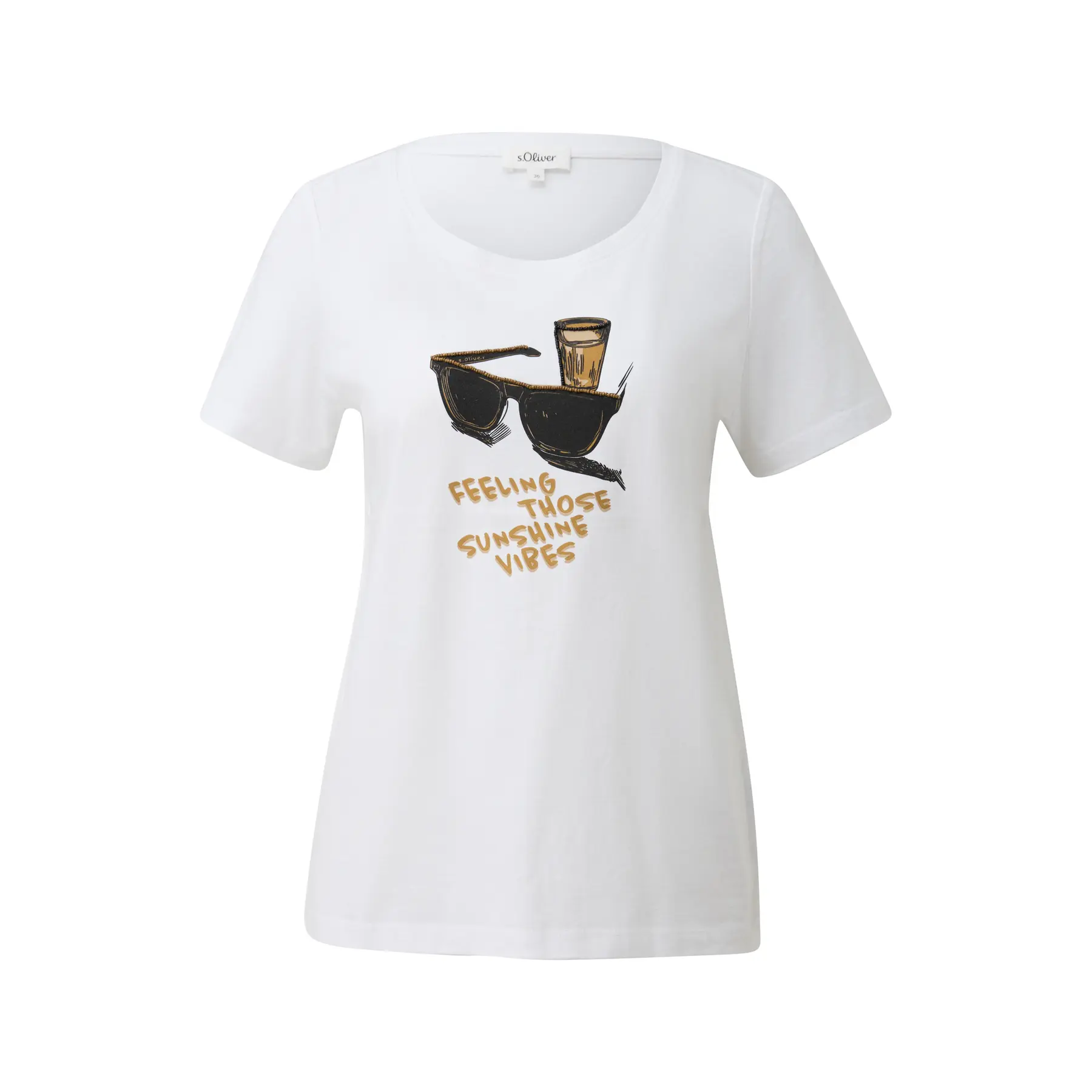 Damen T-Shirt aus weichem Baumwoll mit Druck auf der Vorderseite und Rundhalsausschnitt s.Oliver