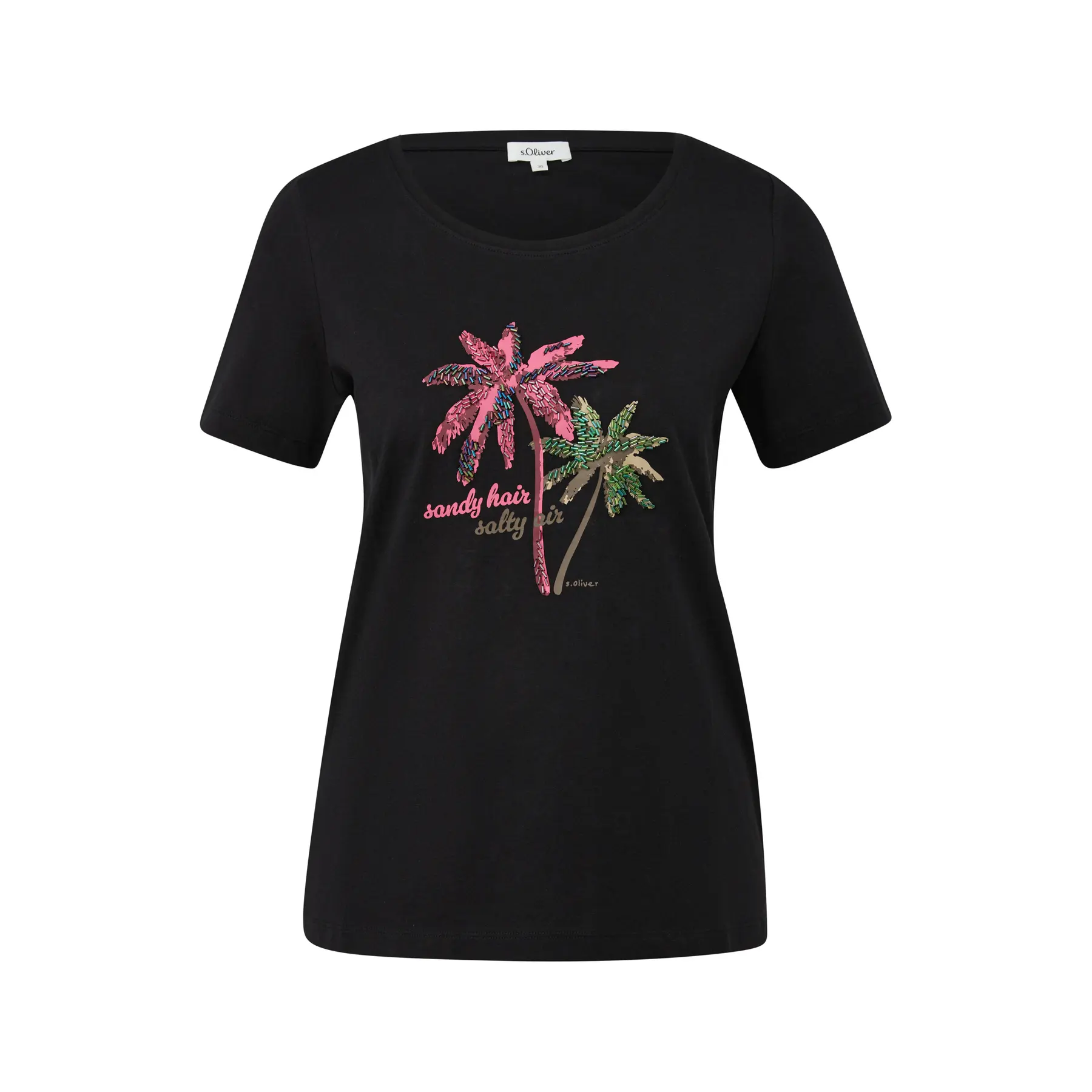 Damen T-Shirt aus weichem Baumwoll mit Druck auf der Vorderseite und Rundhalsausschnitt s.Oliver