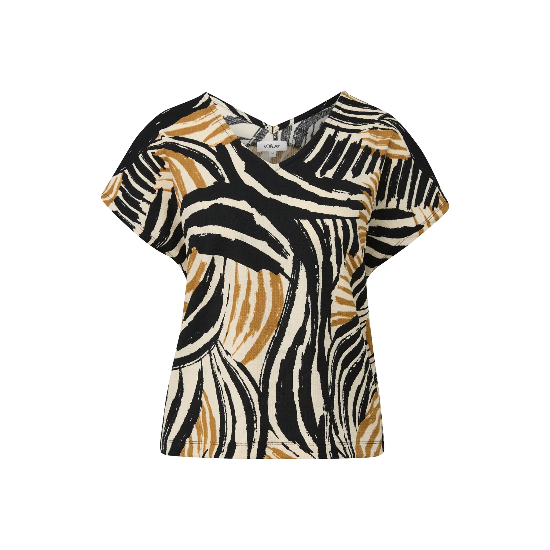 T-Shirt mit V-Ausschnitt und lockerer Passform für Frauen s.Oliver