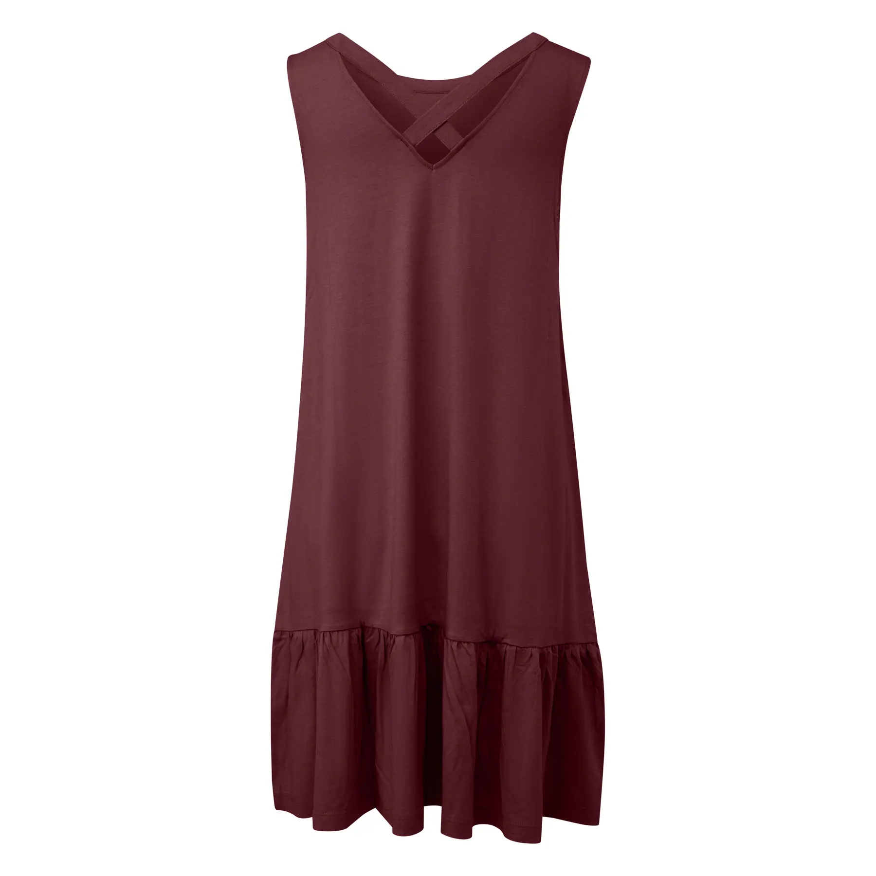 Ärmelloses Jersey-Kleid mit weitem Schnitt Rundhalsausschnitt Weit Schnitt Granatapfel Damen s.Oliver