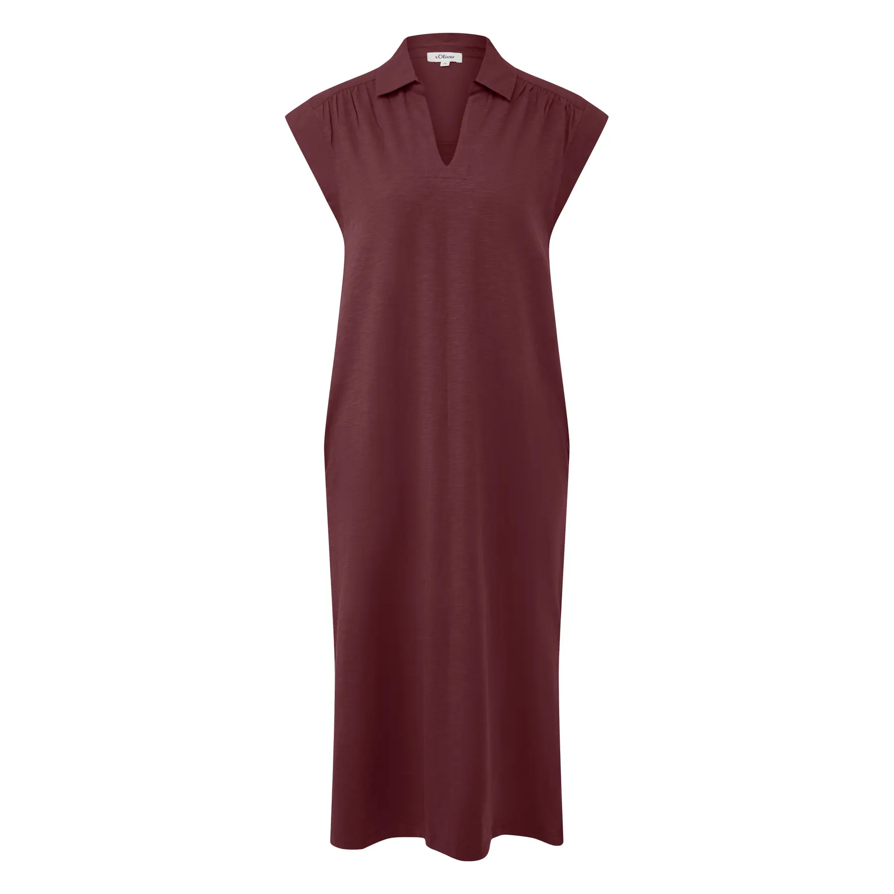 Midikleid mit V-Ausschnitt und Raffung für Frauen s.Oliver