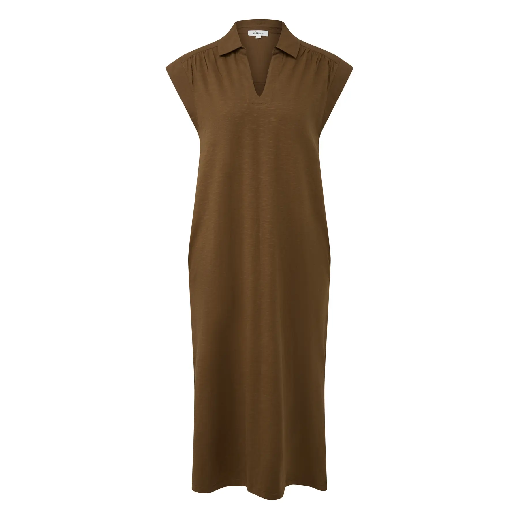 Midikleid mit V-Ausschnitt und Raffung für Frauen s.Oliver
