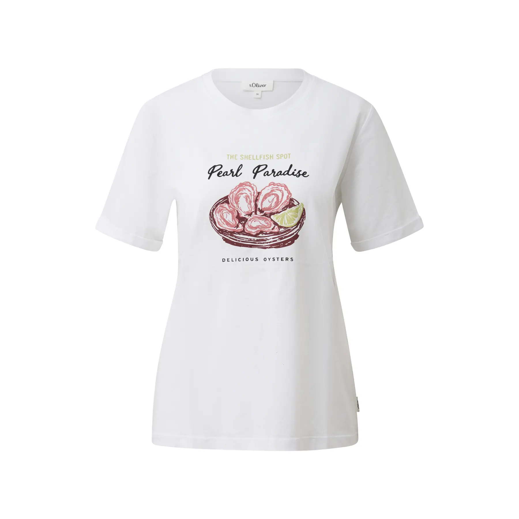 T-Shirt aus weichem Baumwollmaterial mit Druck auf der Vorderseite, lockere Passform, Damen s.Oliver