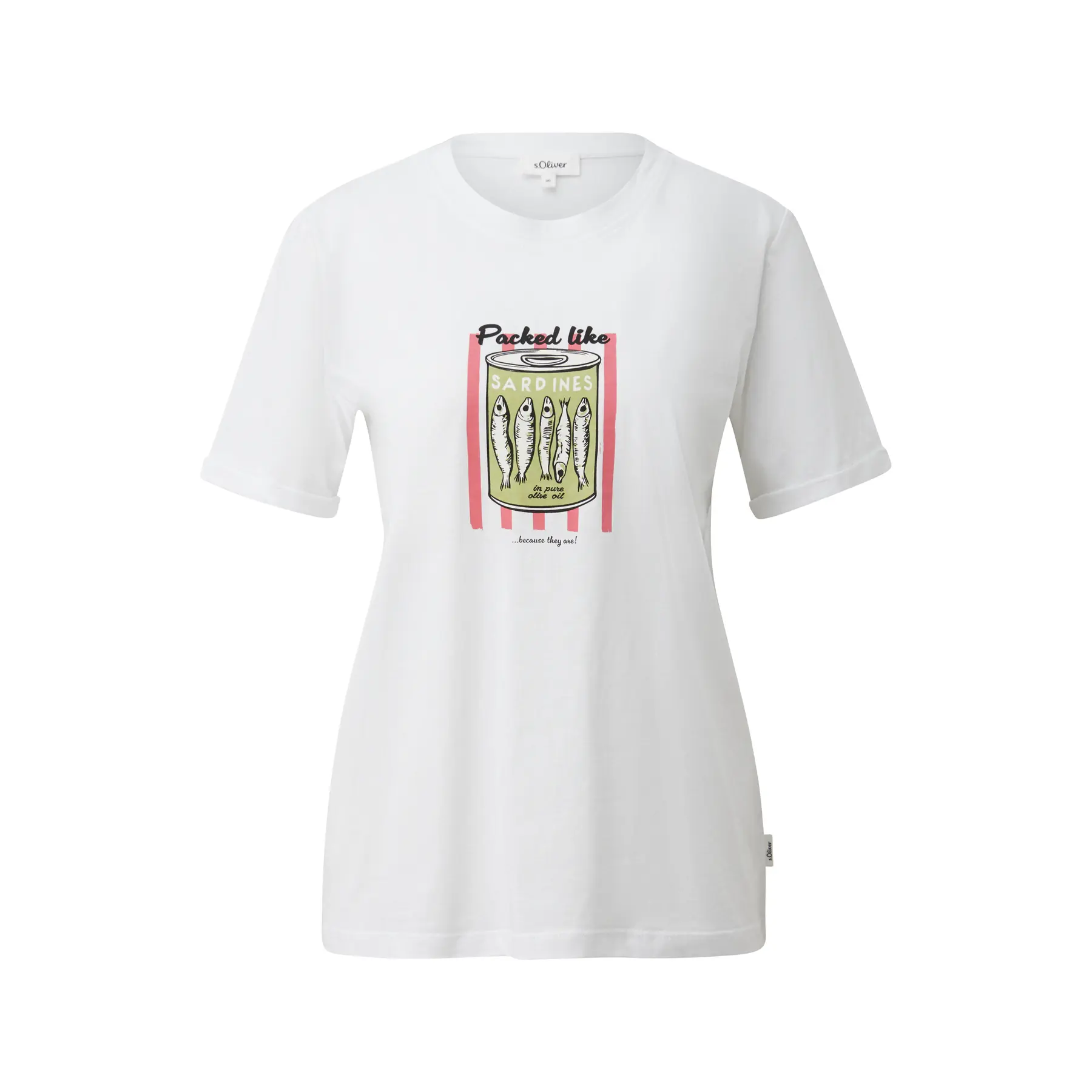 T-Shirt aus weichem Baumwollmaterial mit Druck auf der Vorderseite, lockere Passform, Damen s.Oliver
